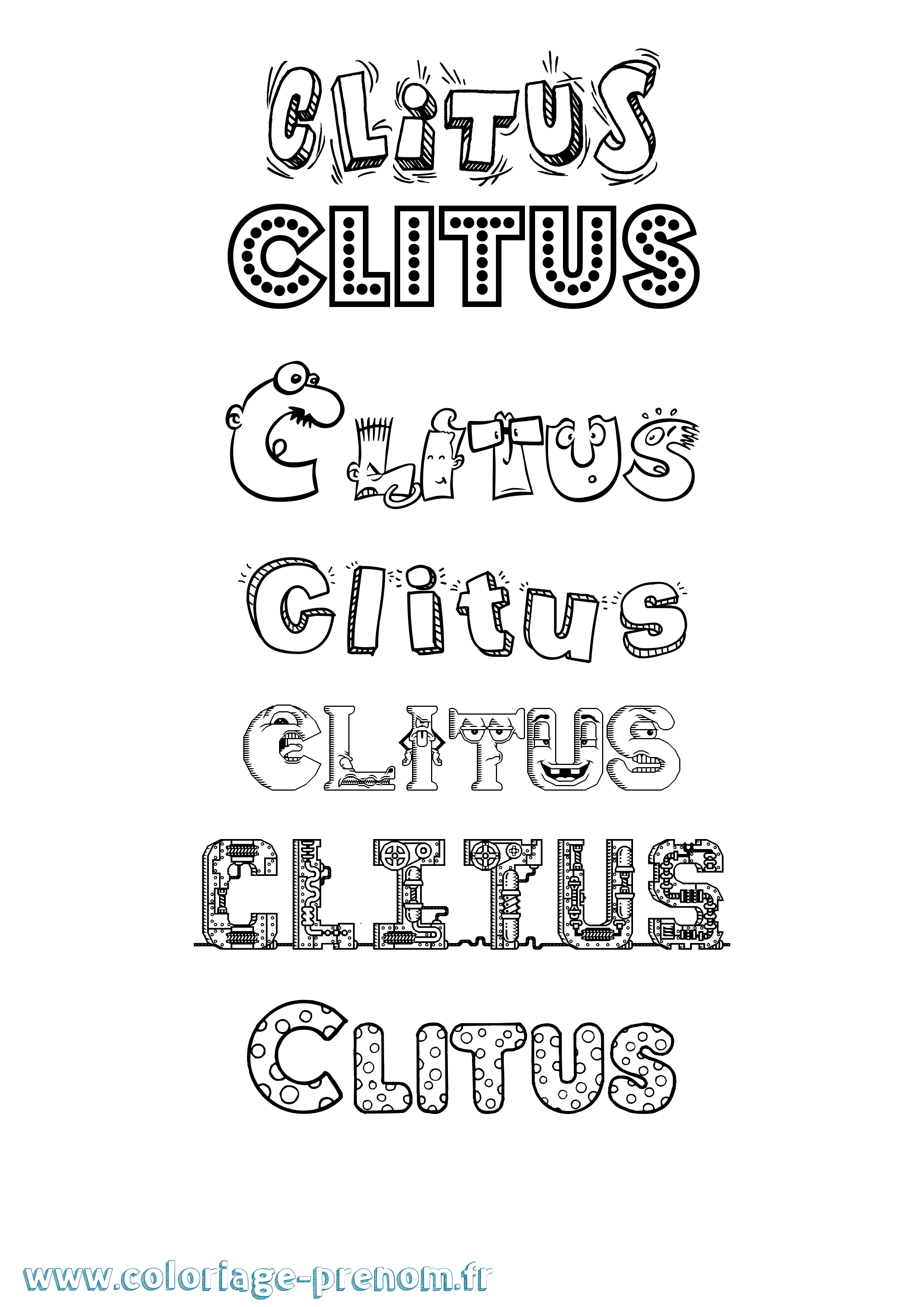 Coloriage prénom Clitus Fun