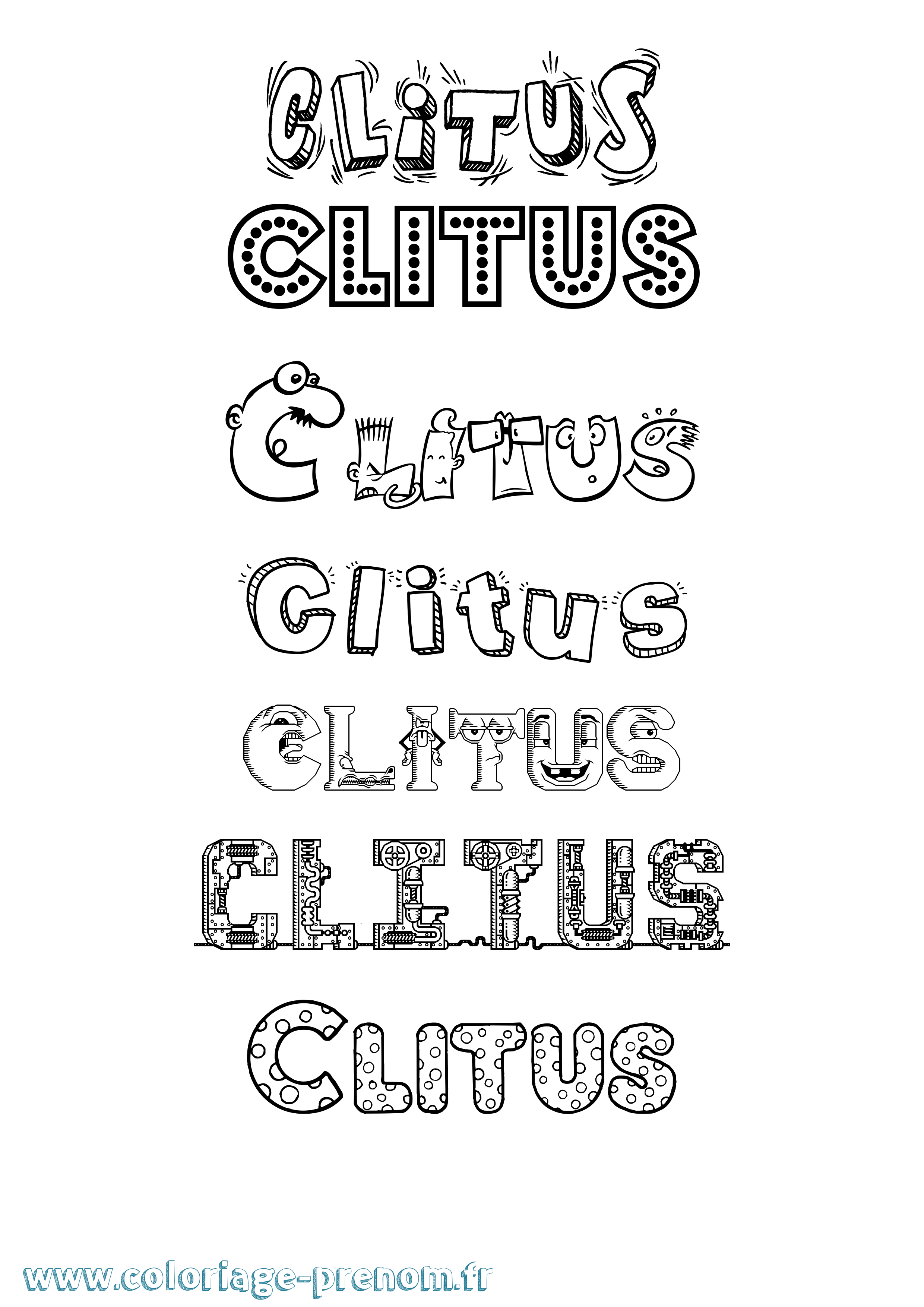 Coloriage Clitus Fun Coloriage prénom Clitus Fun