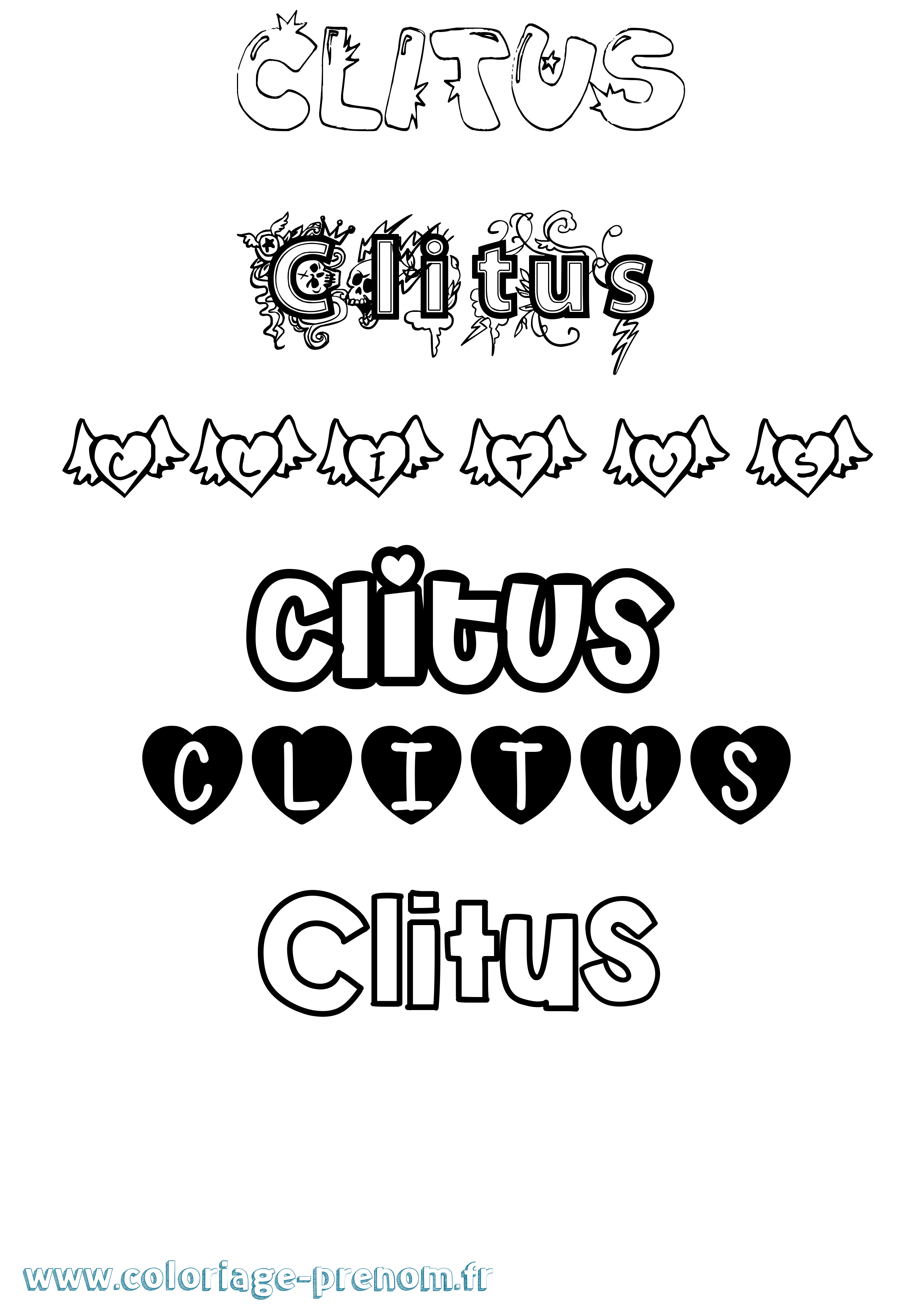 Coloriage prénom Clitus Girly