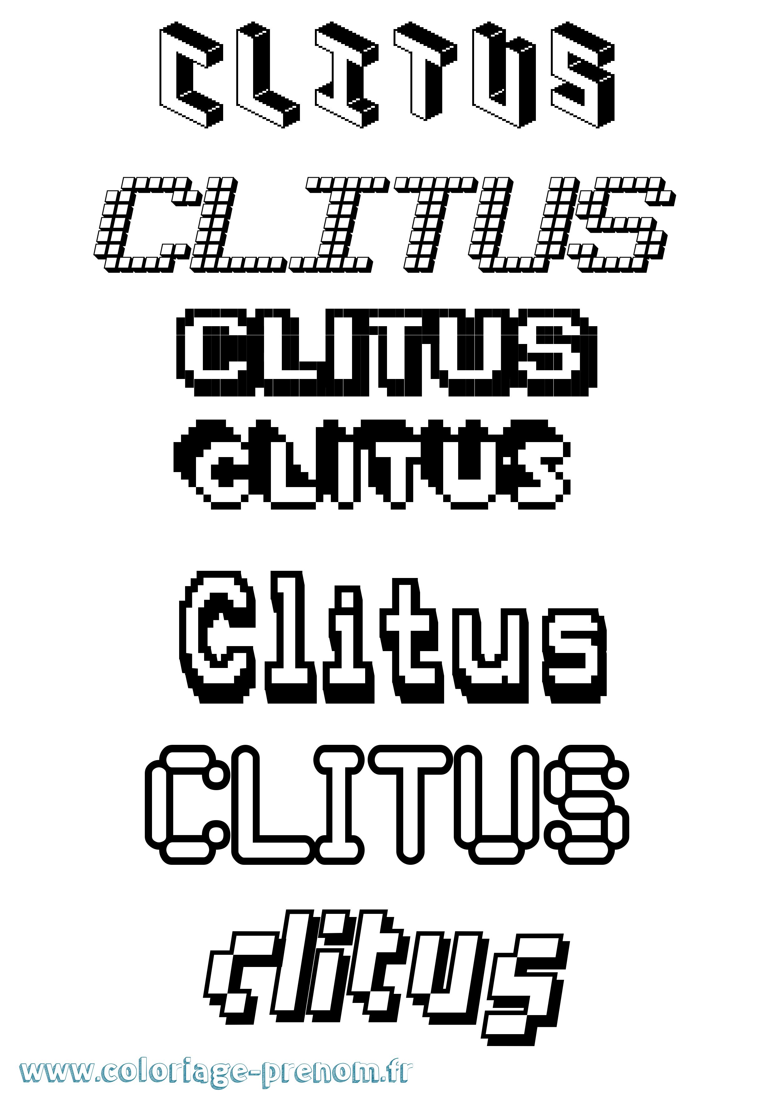 Coloriage prénom Clitus Pixel