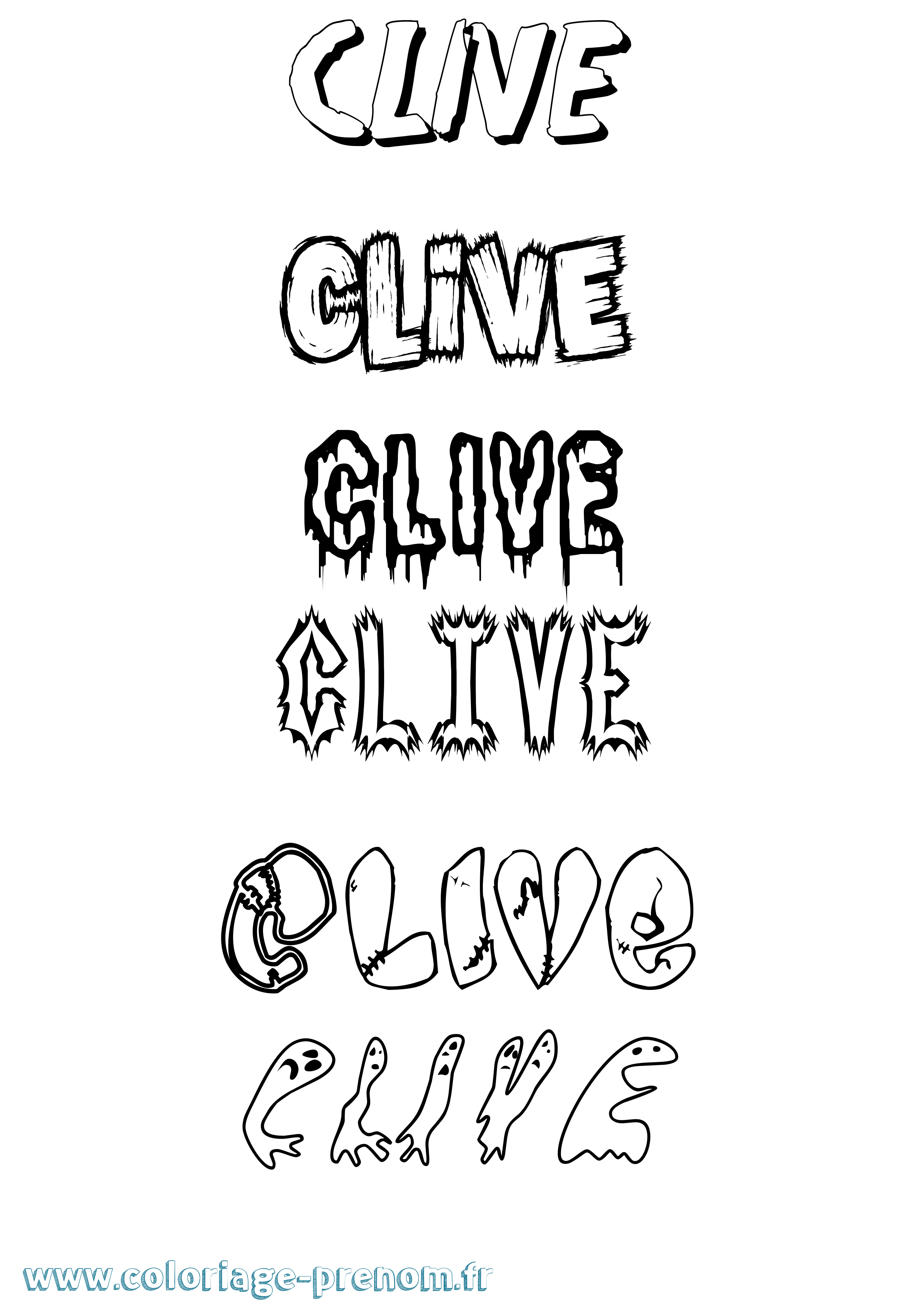 Coloriage prénom Clive Frisson