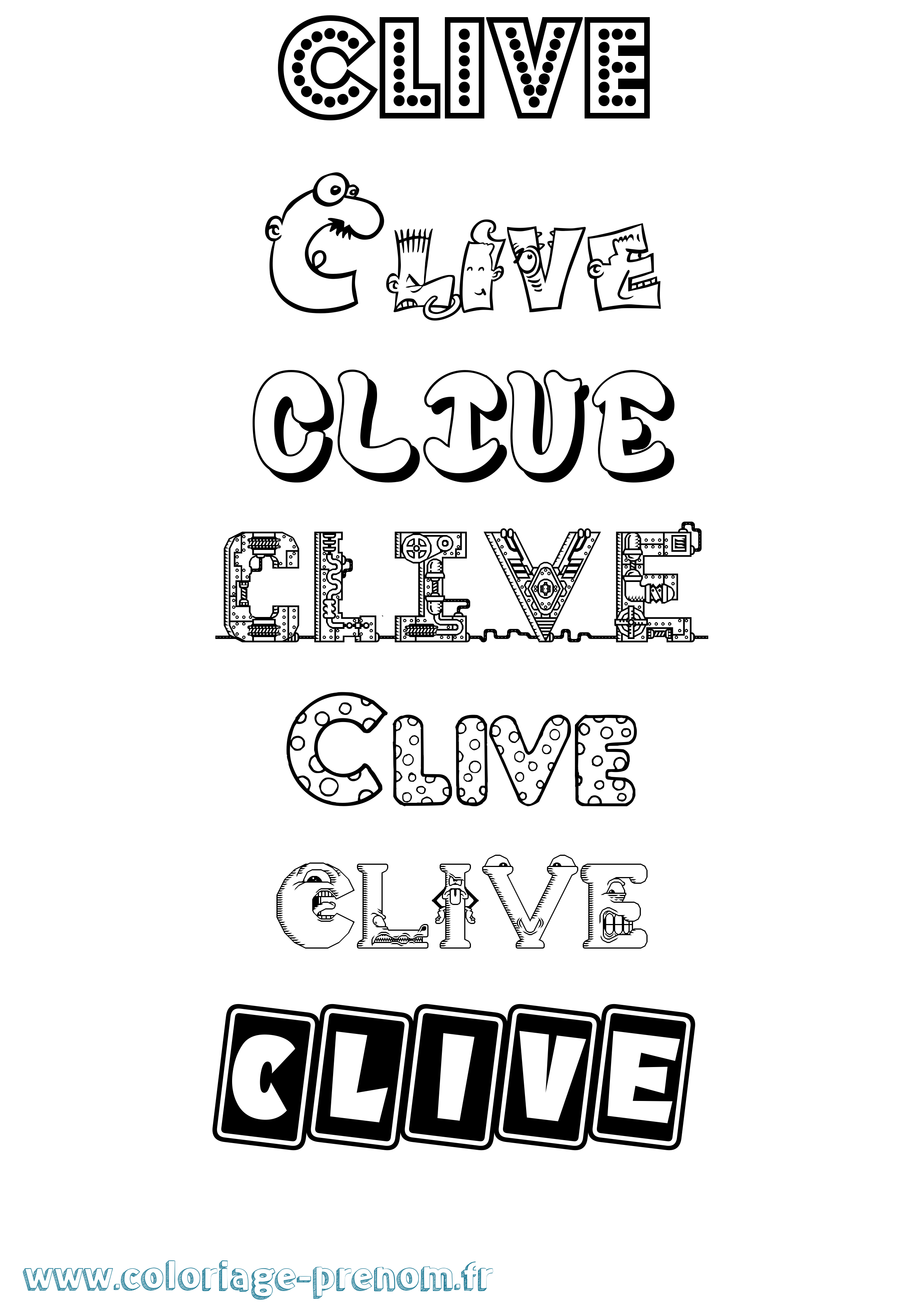 Coloriage prénom Clive Fun
