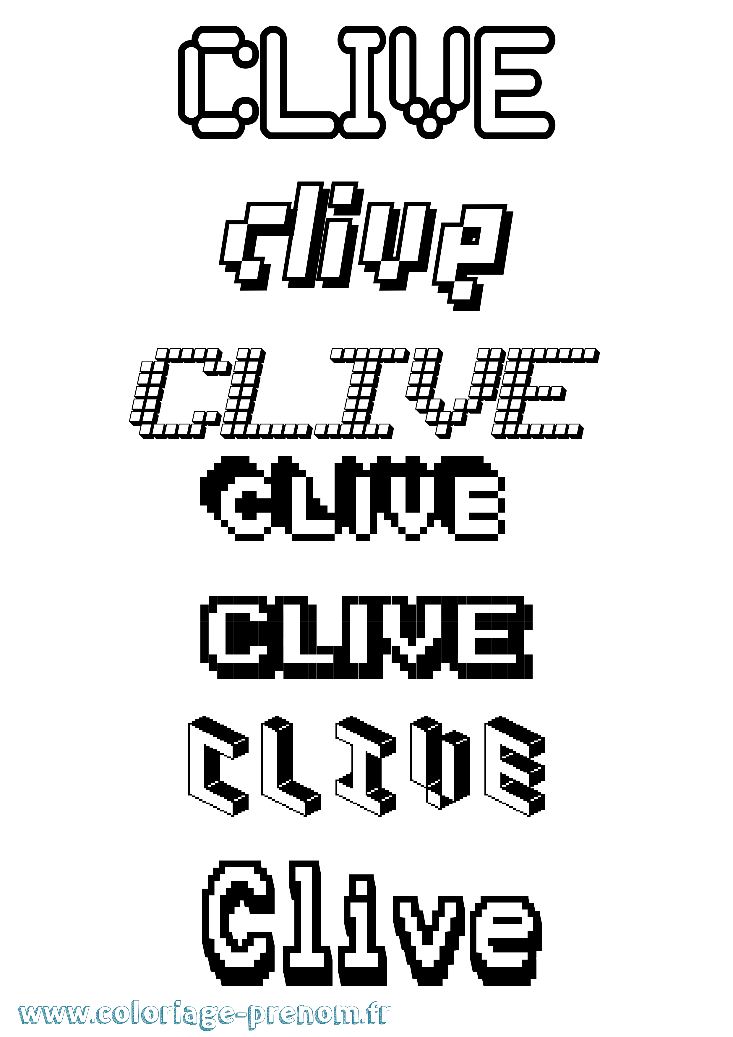 Coloriage prénom Clive Pixel
