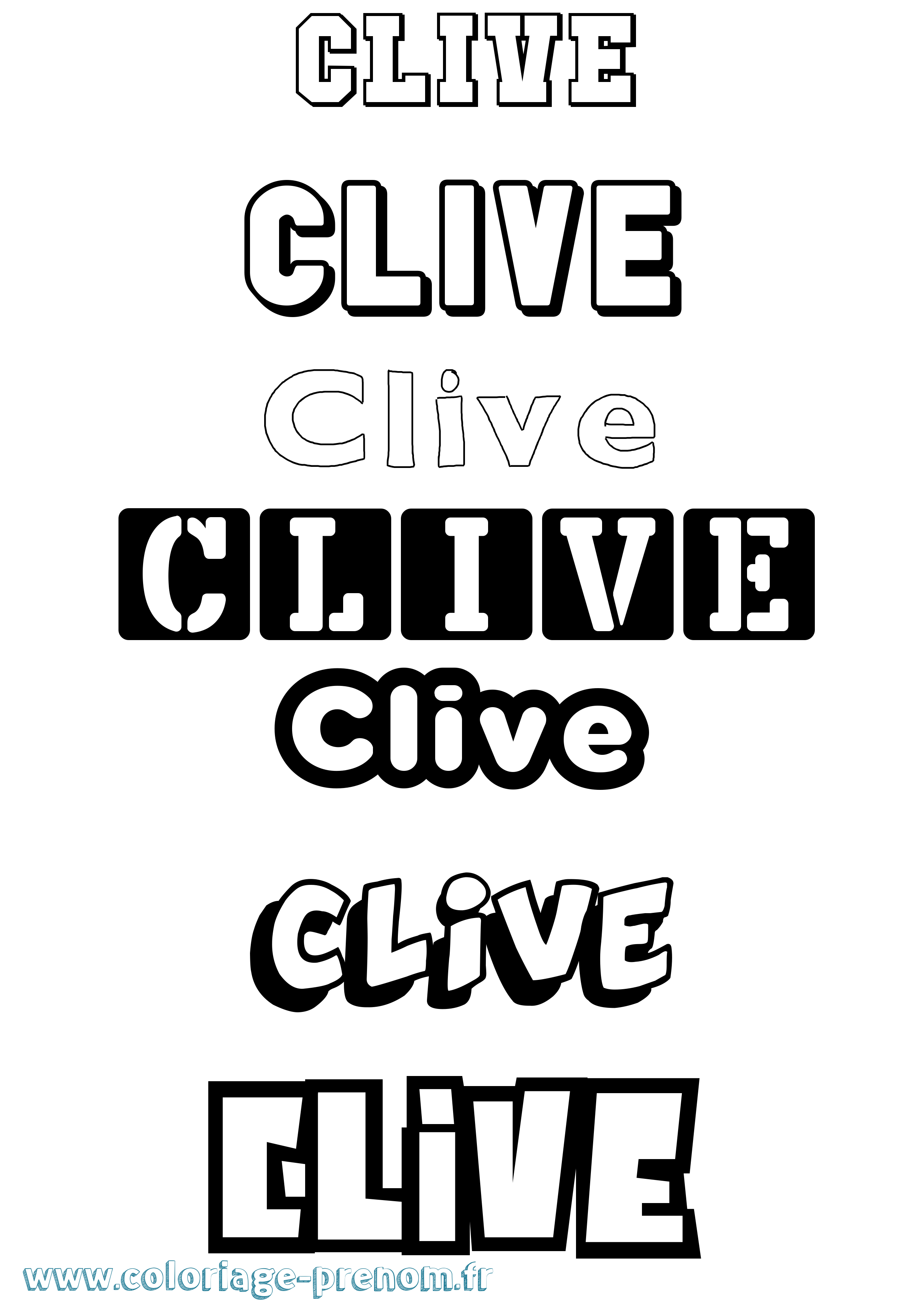 Coloriage prénom Clive Simple