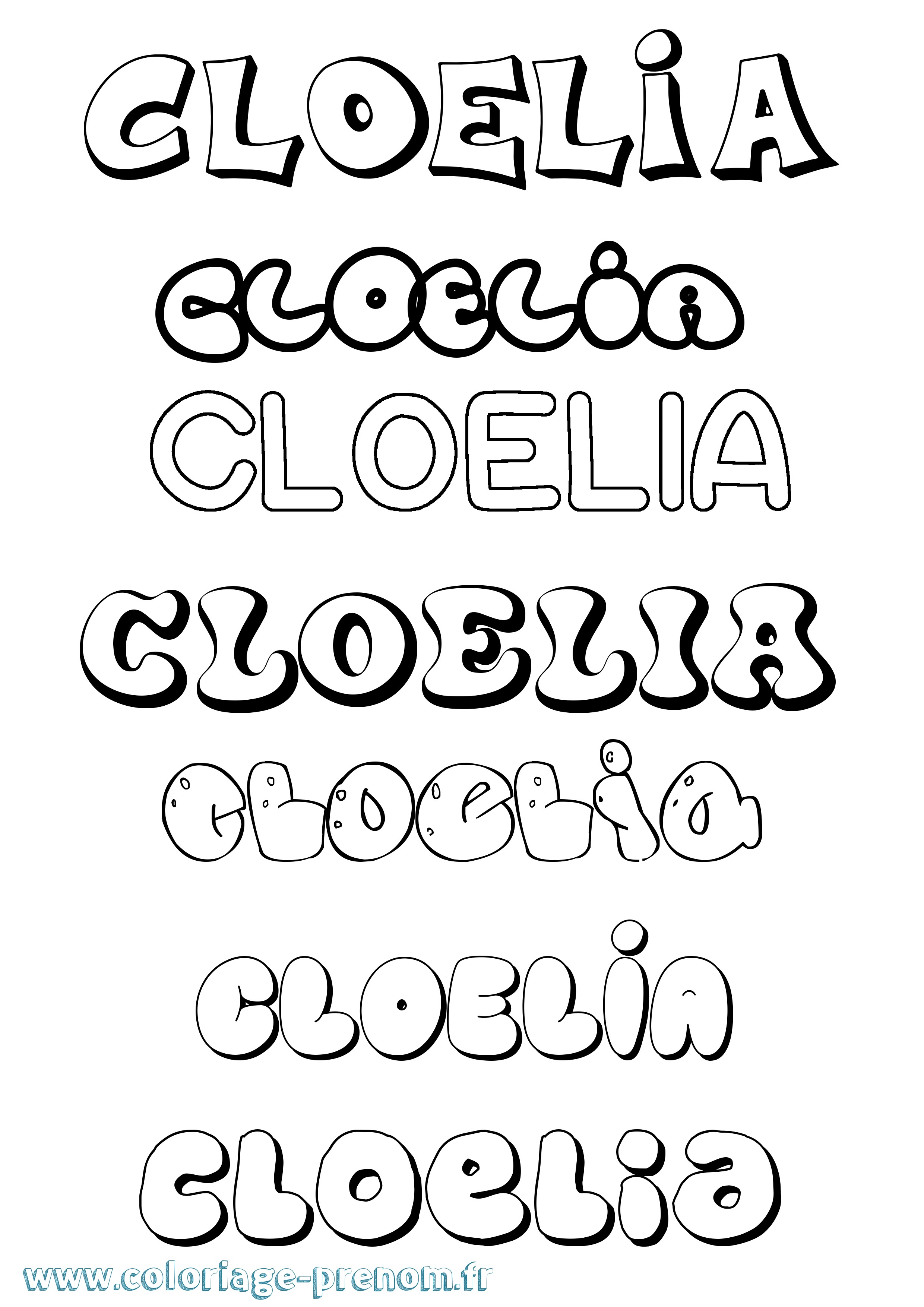 Coloriage prénom Cloelia Bubble