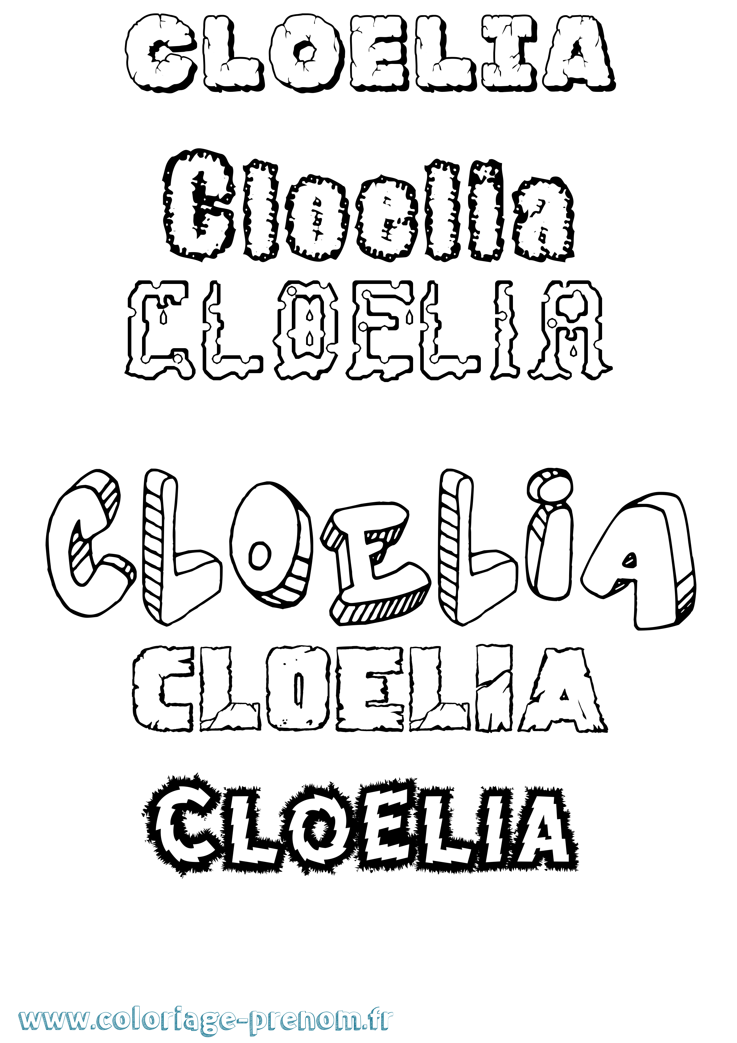 Coloriage prénom Cloelia Destructuré