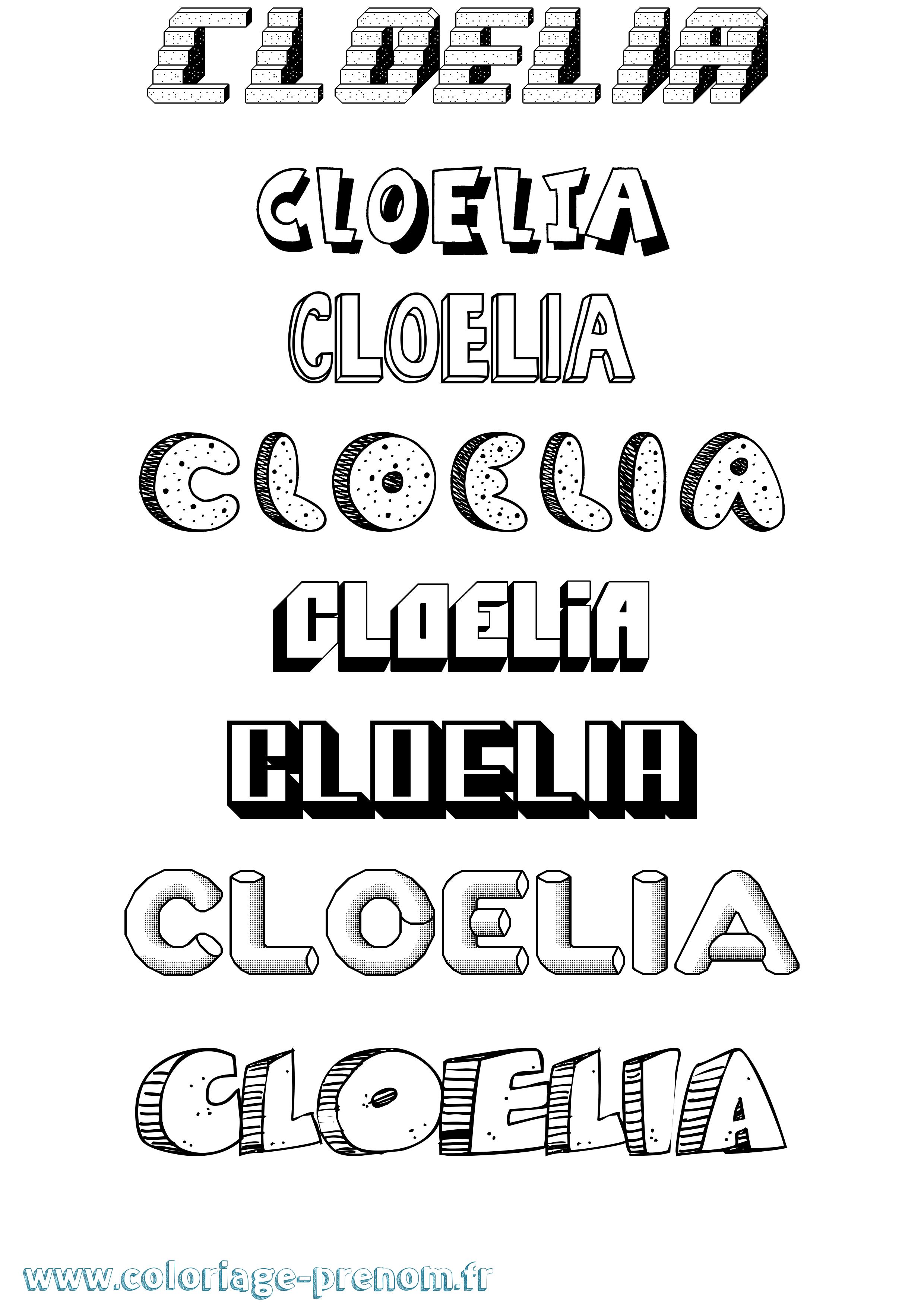 Coloriage prénom Cloelia Effet 3D