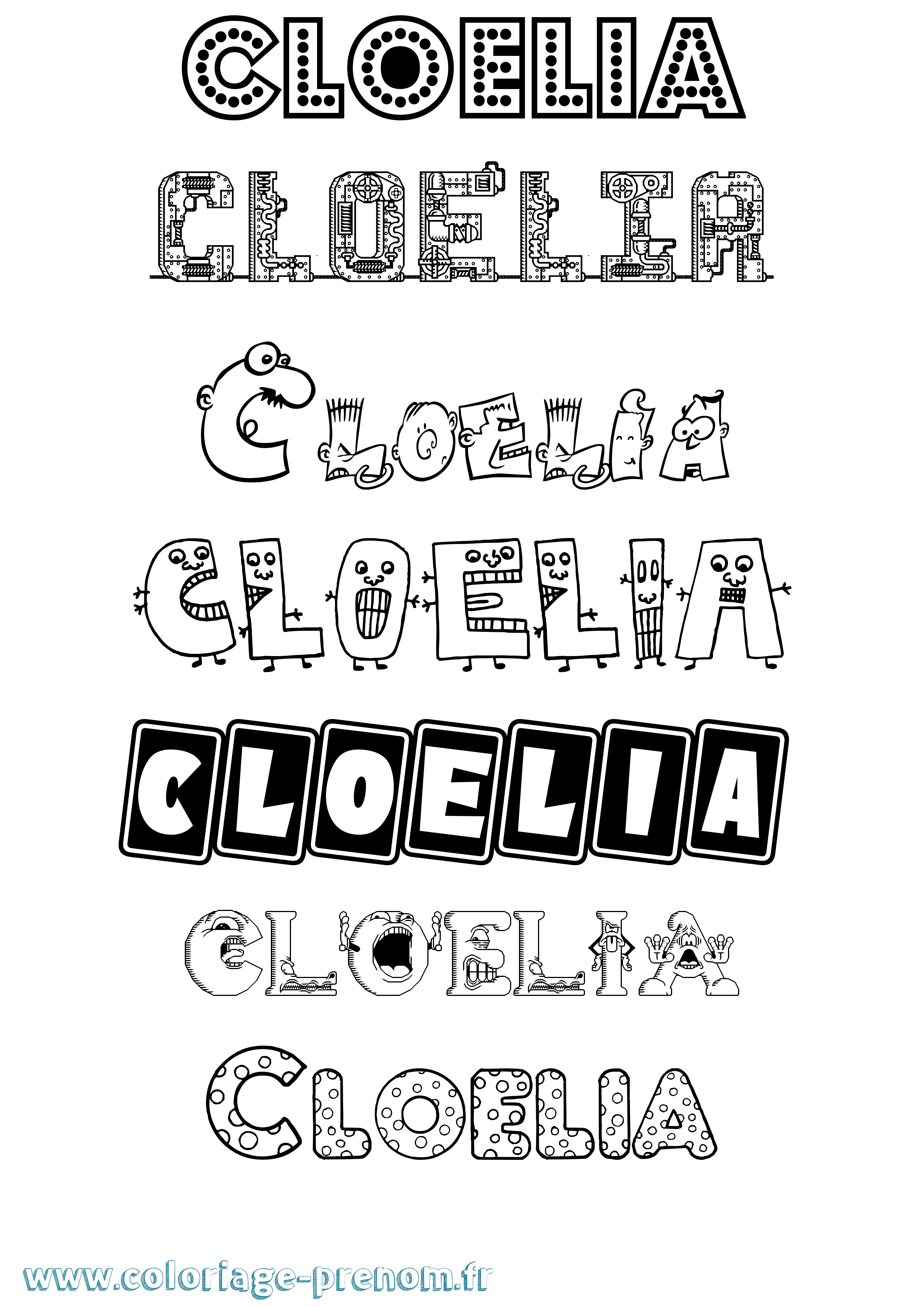 Coloriage prénom Cloelia Fun