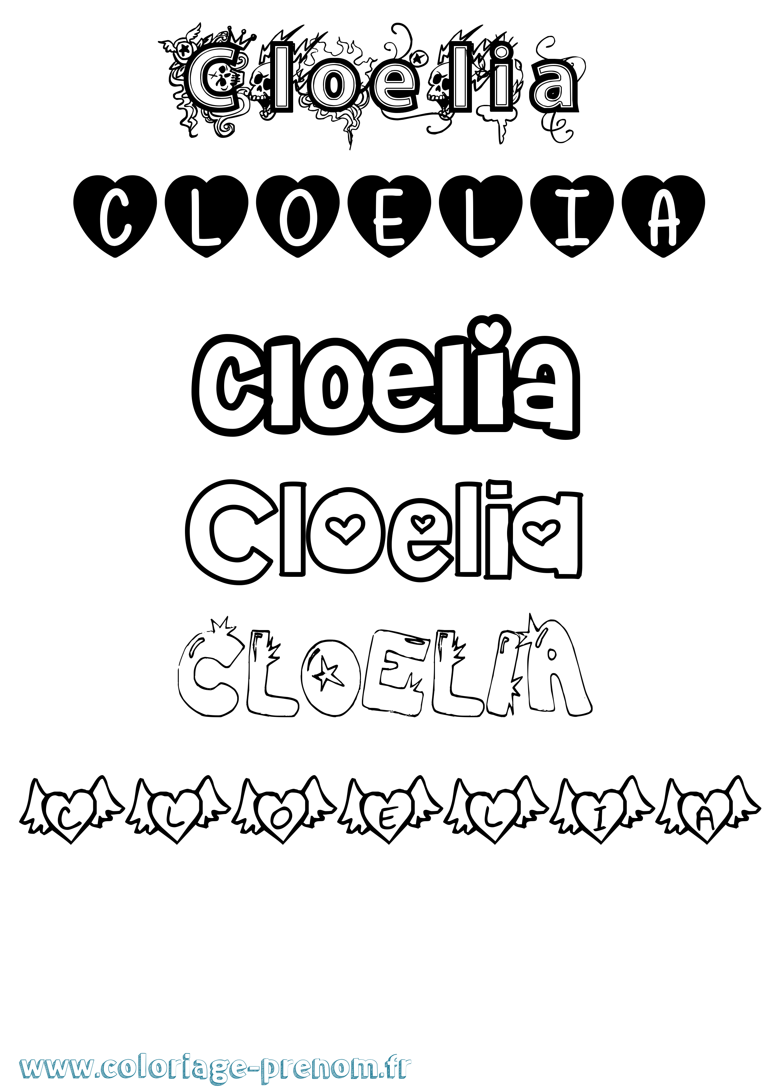 Coloriage prénom Cloelia Girly