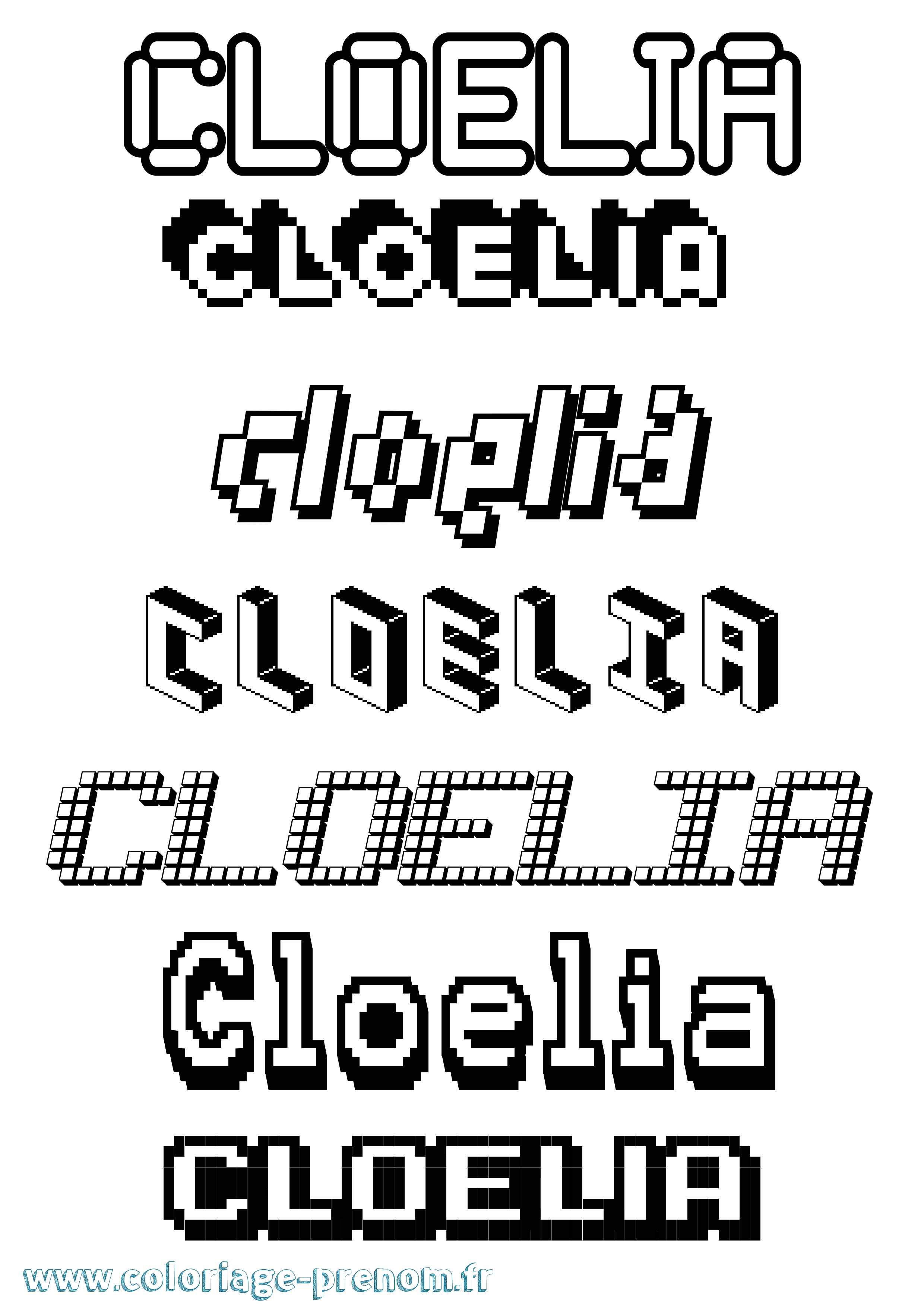 Coloriage prénom Cloelia Pixel