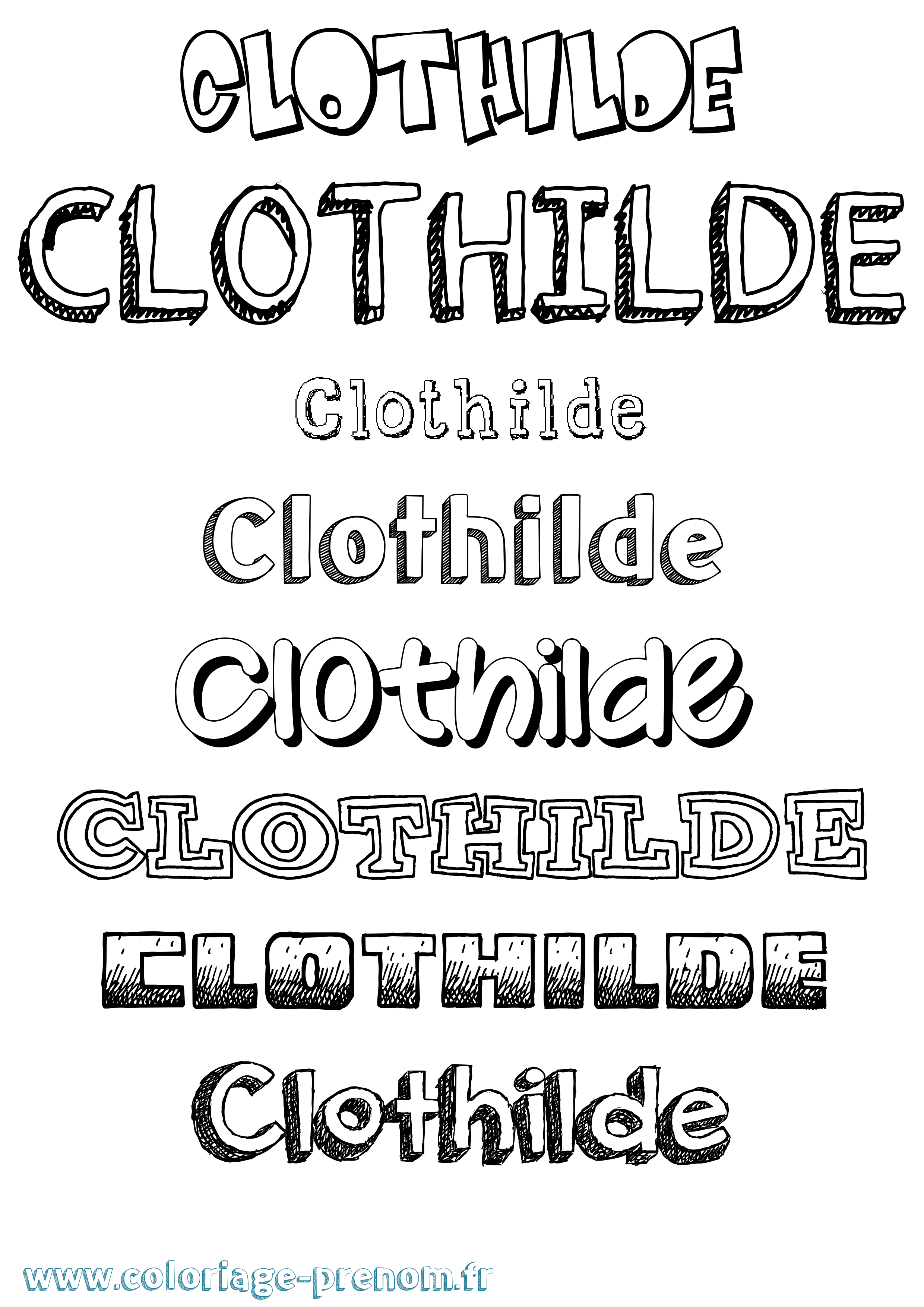 Coloriage prénom Clothilde Dessiné