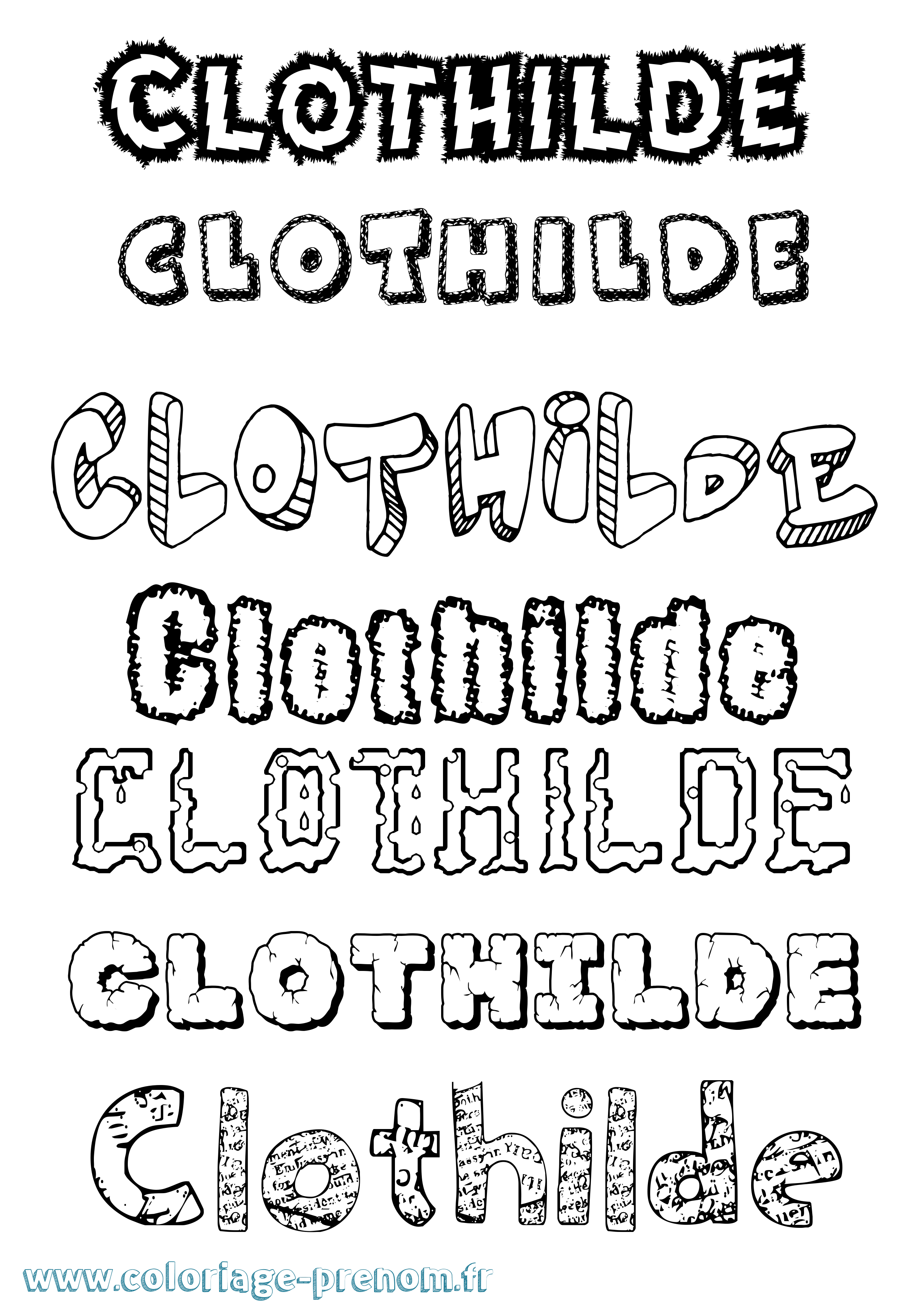 Coloriage prénom Clothilde Destructuré