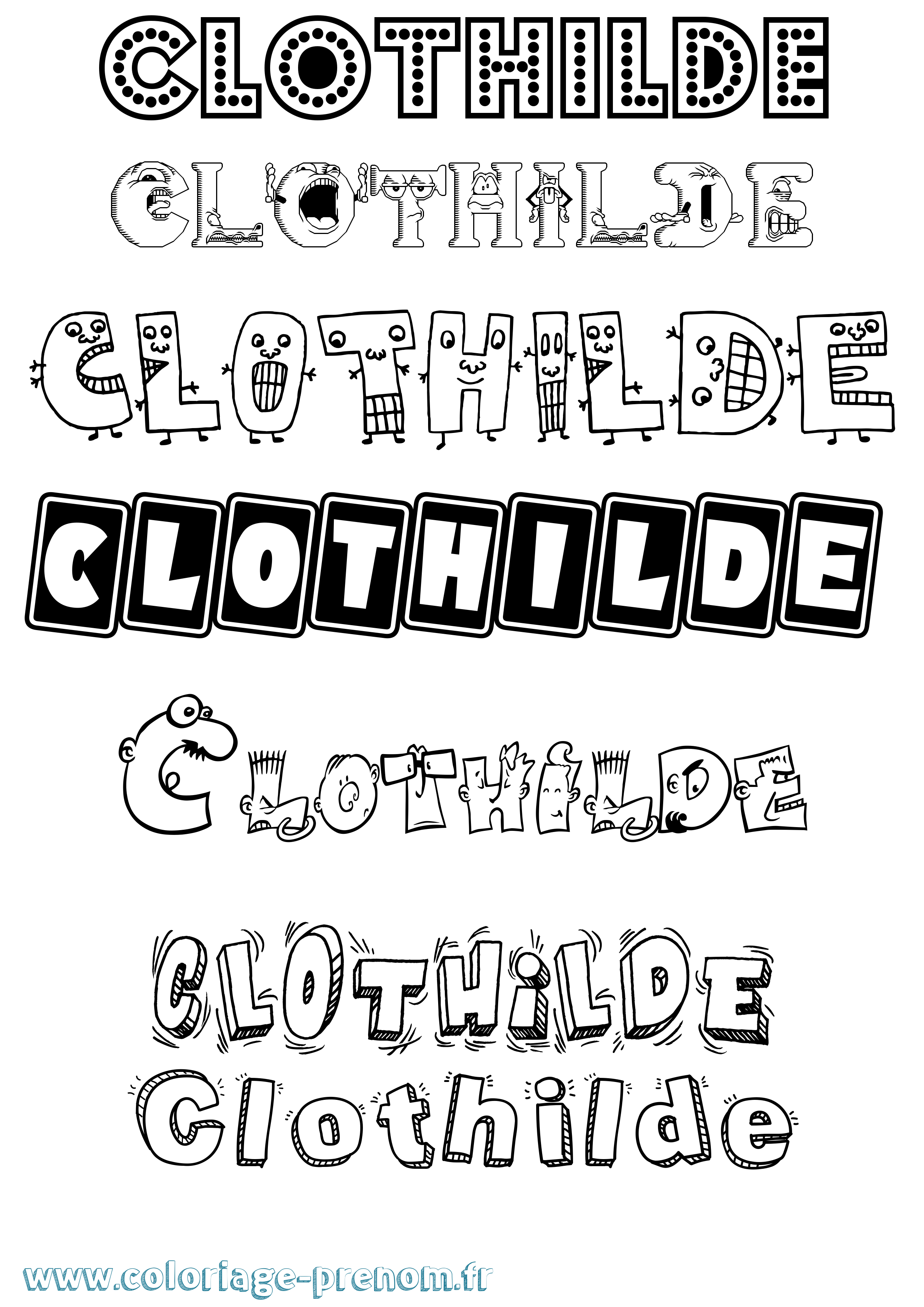Coloriage prénom Clothilde Fun
