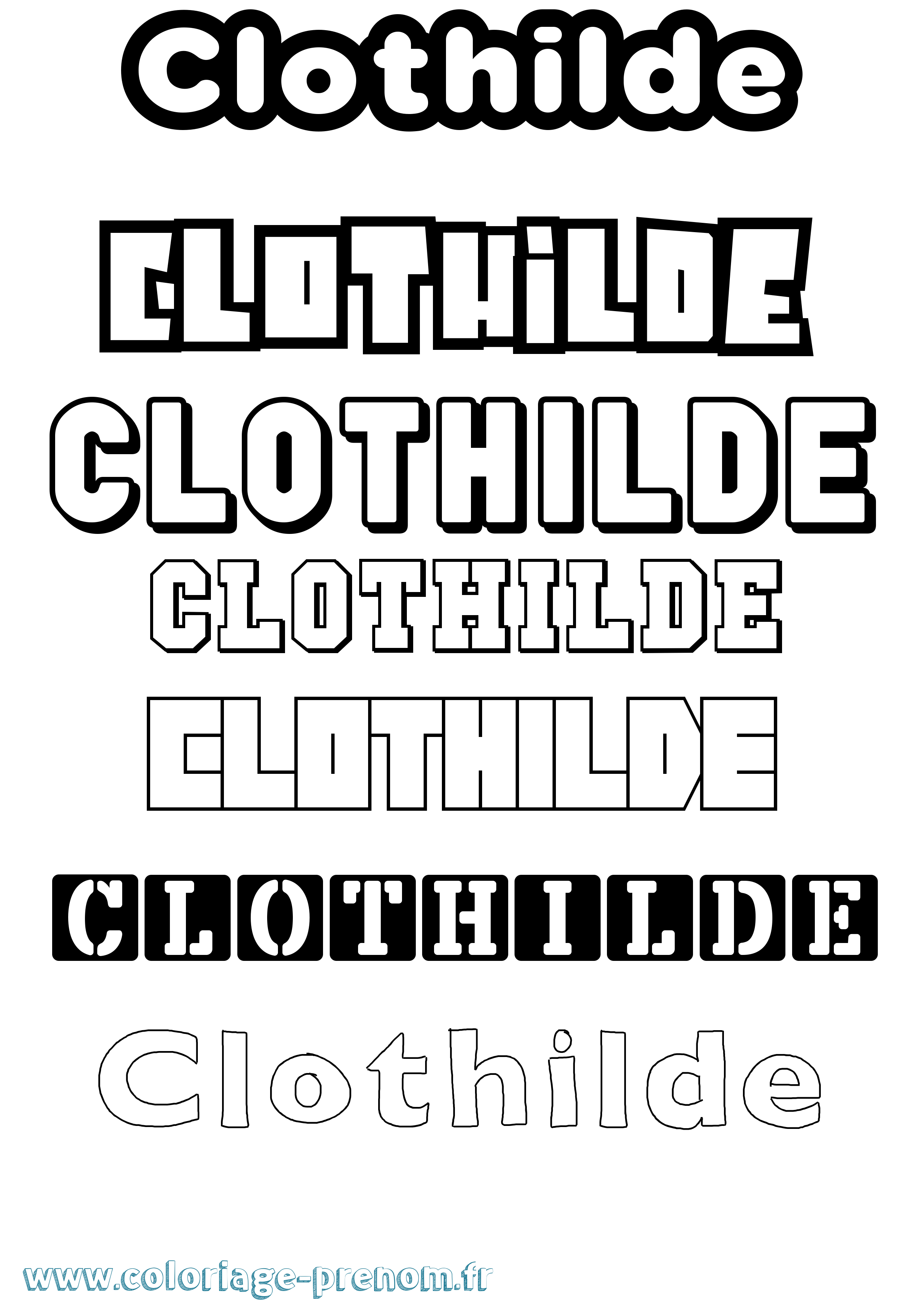 Coloriage prénom Clothilde Simple