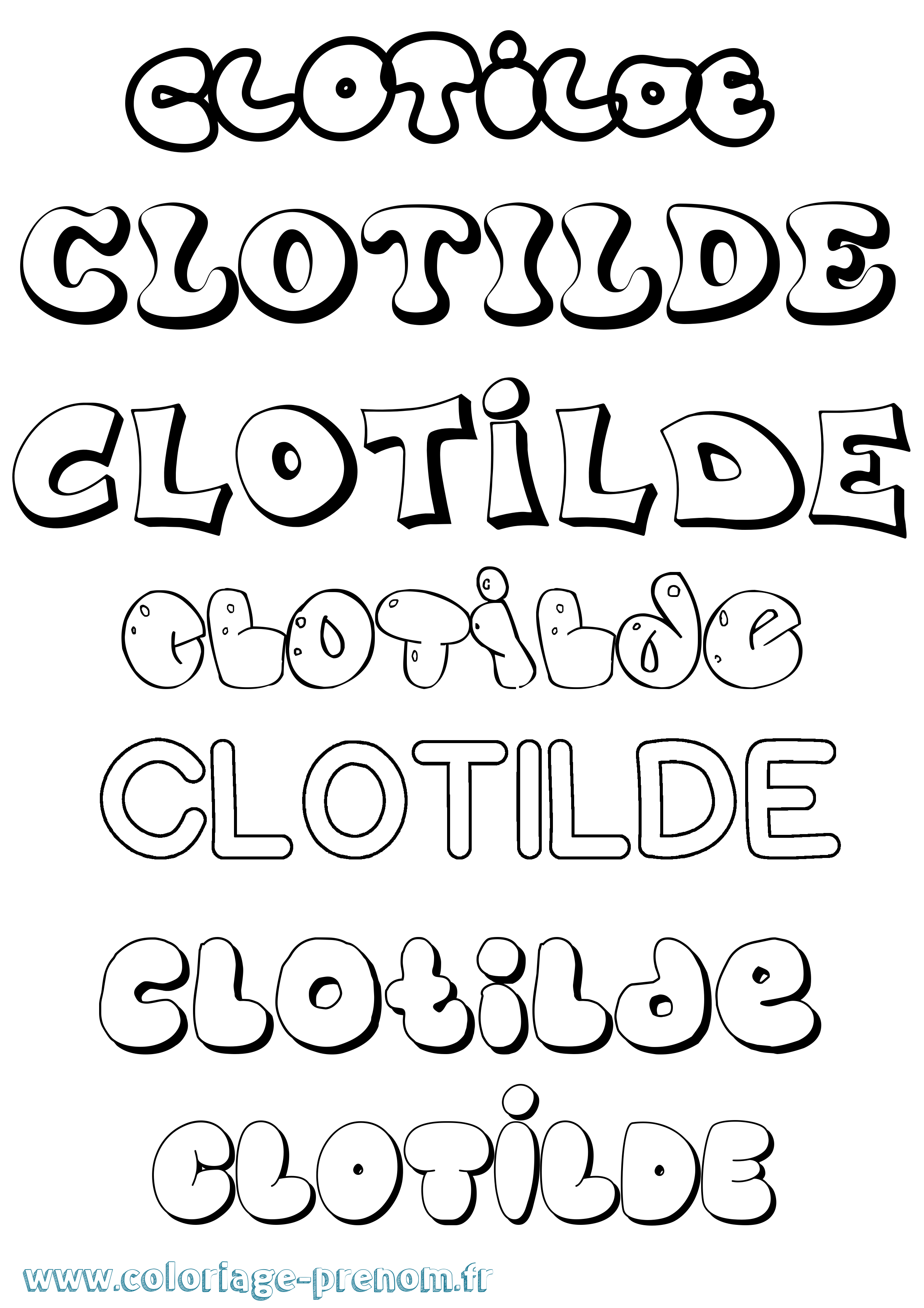 Coloriage Clotilde Bubble Coloriage prénom Clotilde Bubble