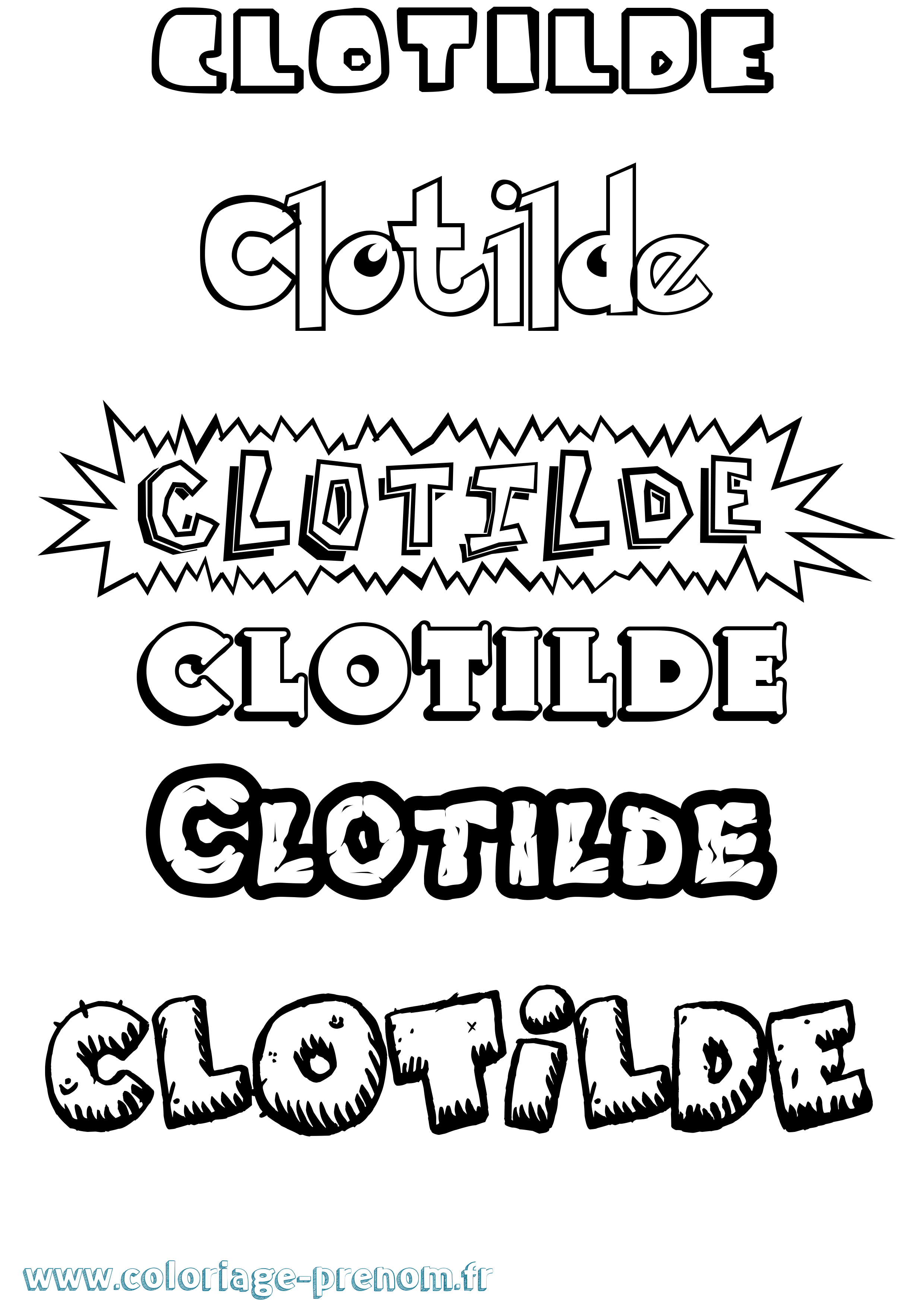 Coloriage Clotilde Dessin Animé Coloriage prénom Clotilde Dessin Animé