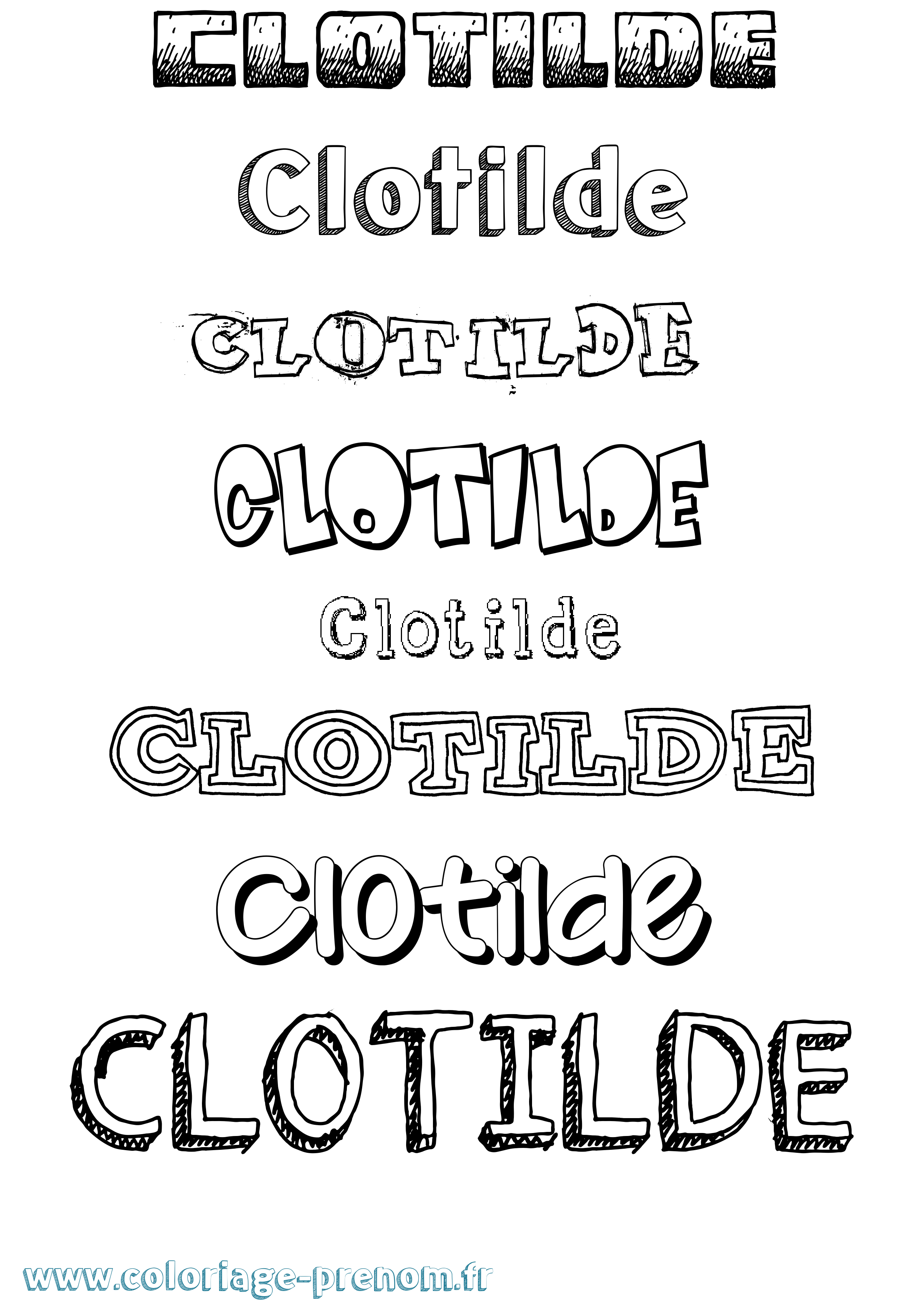 Coloriage Clotilde Dessiné Coloriage prénom Clotilde Dessiné