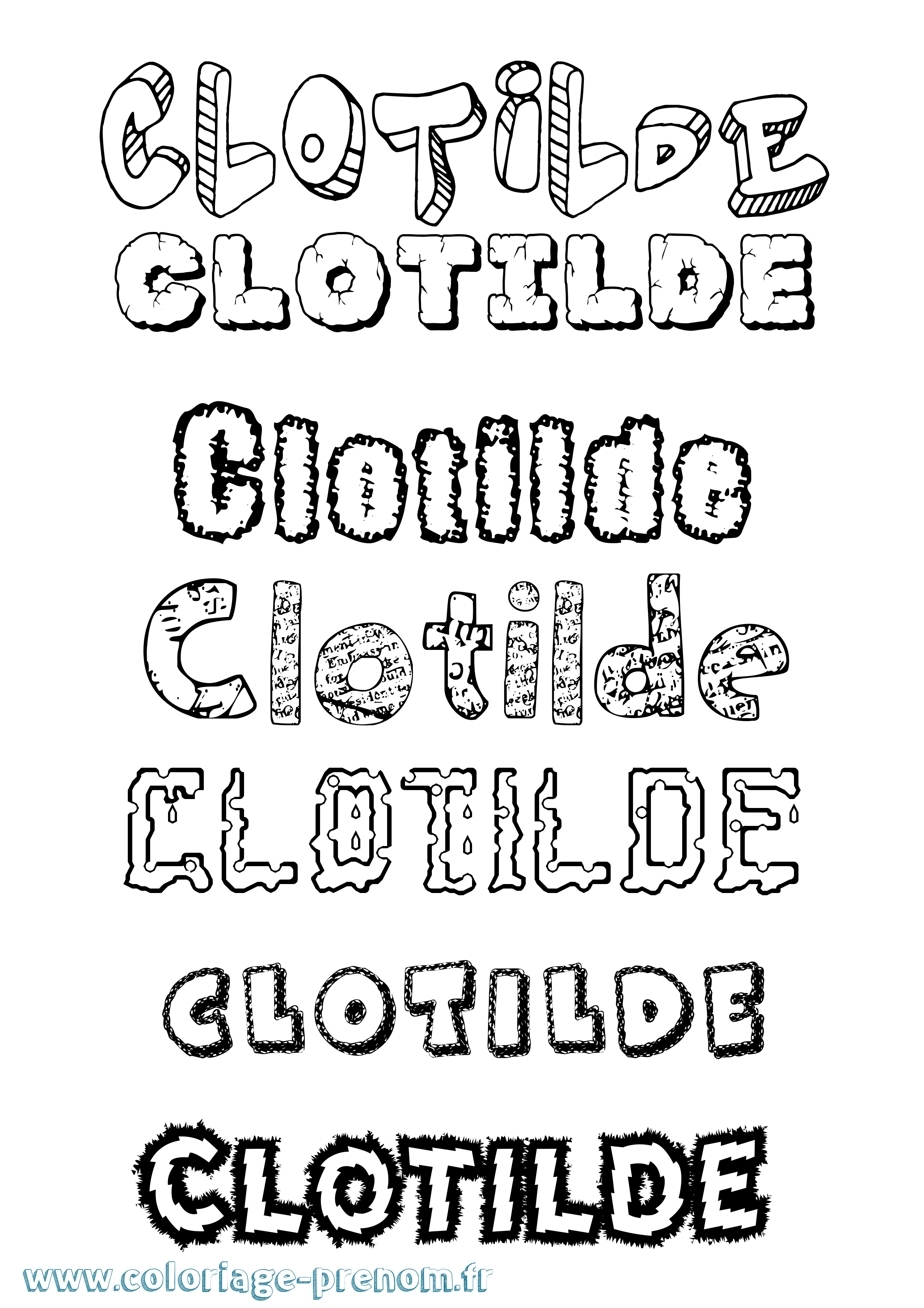 Coloriage prénom Clotilde Destructuré