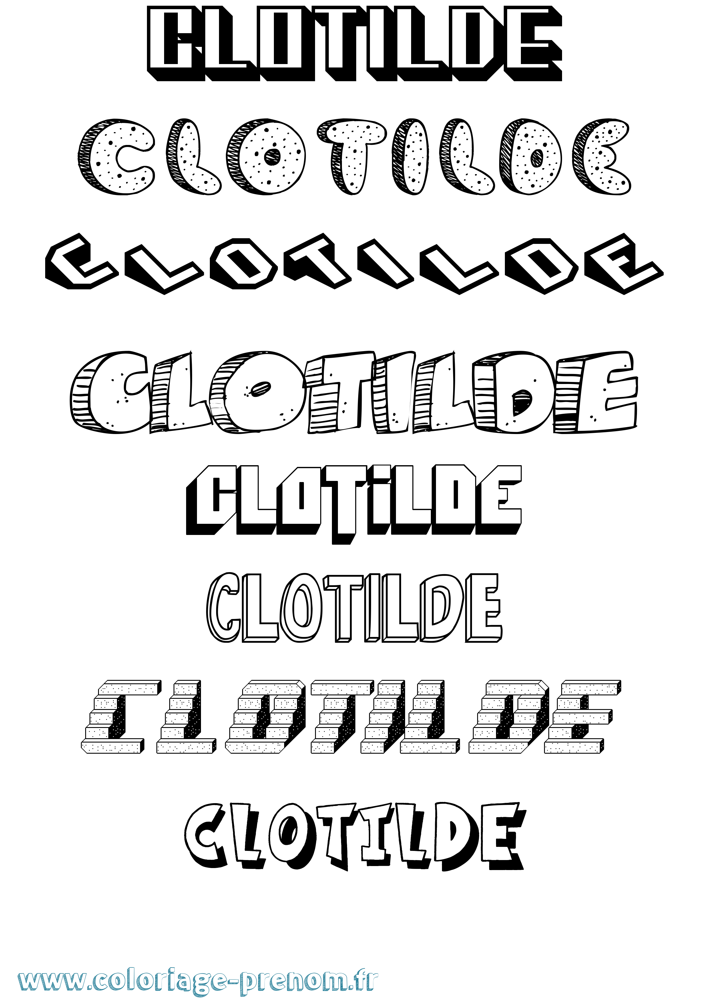 Coloriage Clotilde Effet 3D Coloriage prénom Clotilde Effet 3D