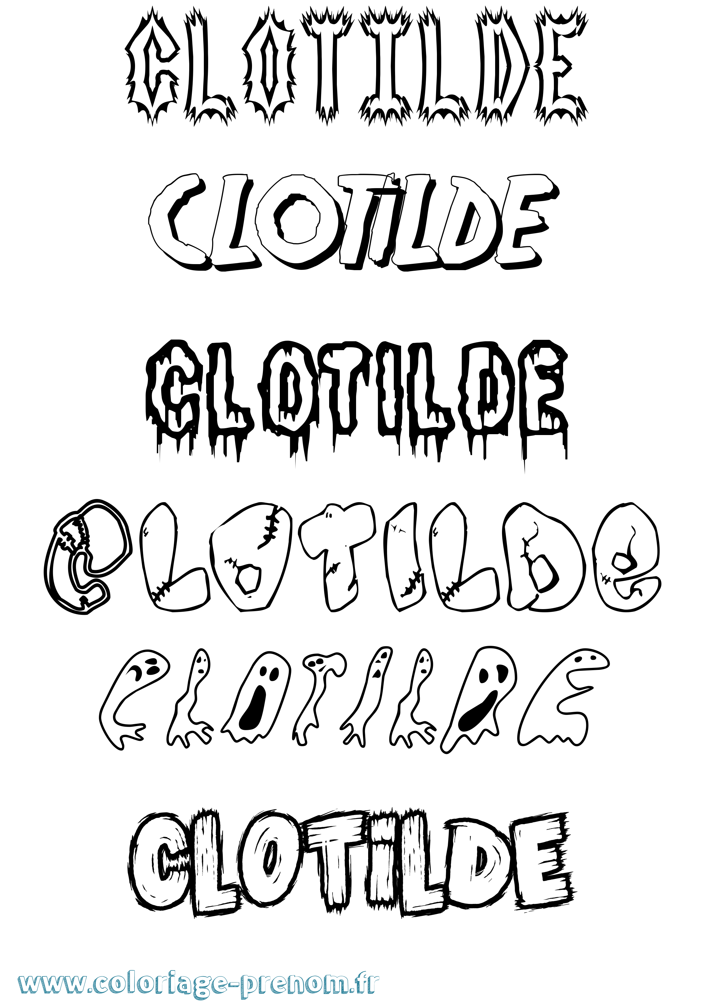 Coloriage Clotilde Frisson Coloriage prénom Clotilde Frisson