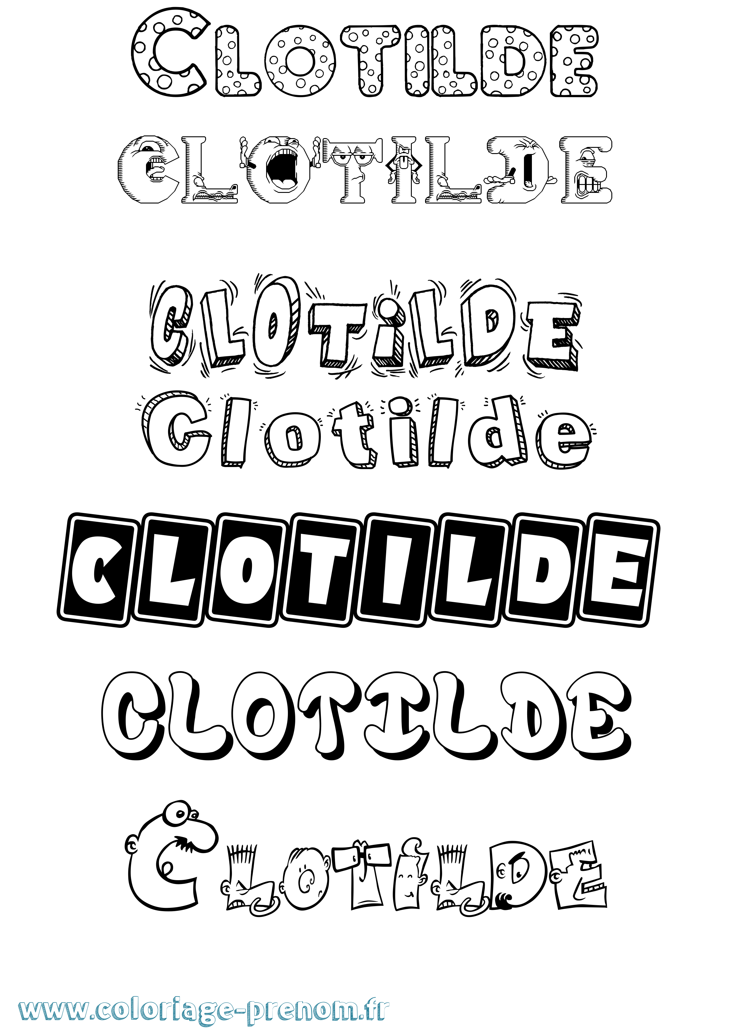 Coloriage Clotilde Fun Coloriage prénom Clotilde Fun