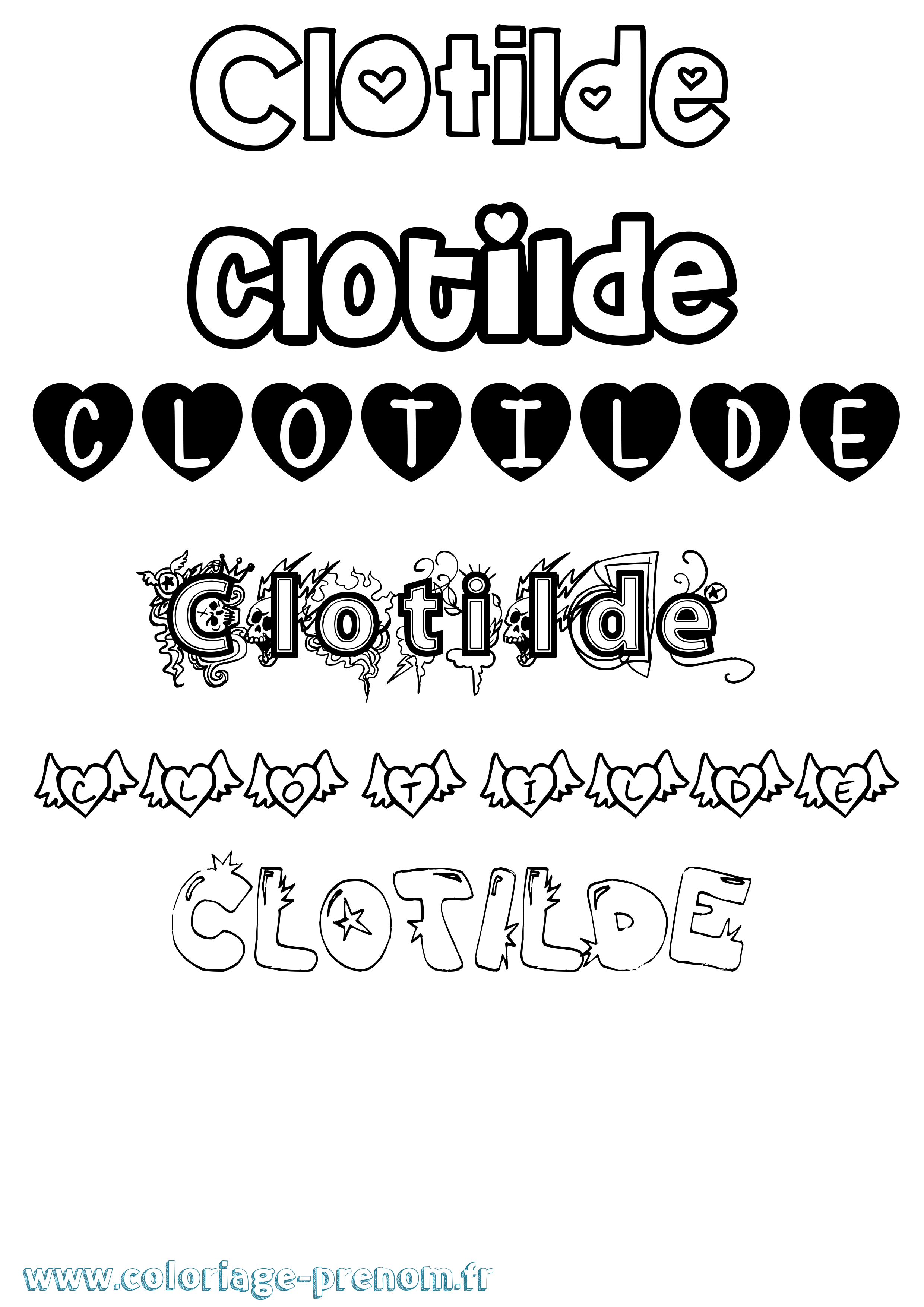 Coloriage Clotilde Girly Coloriage prénom Clotilde Girly