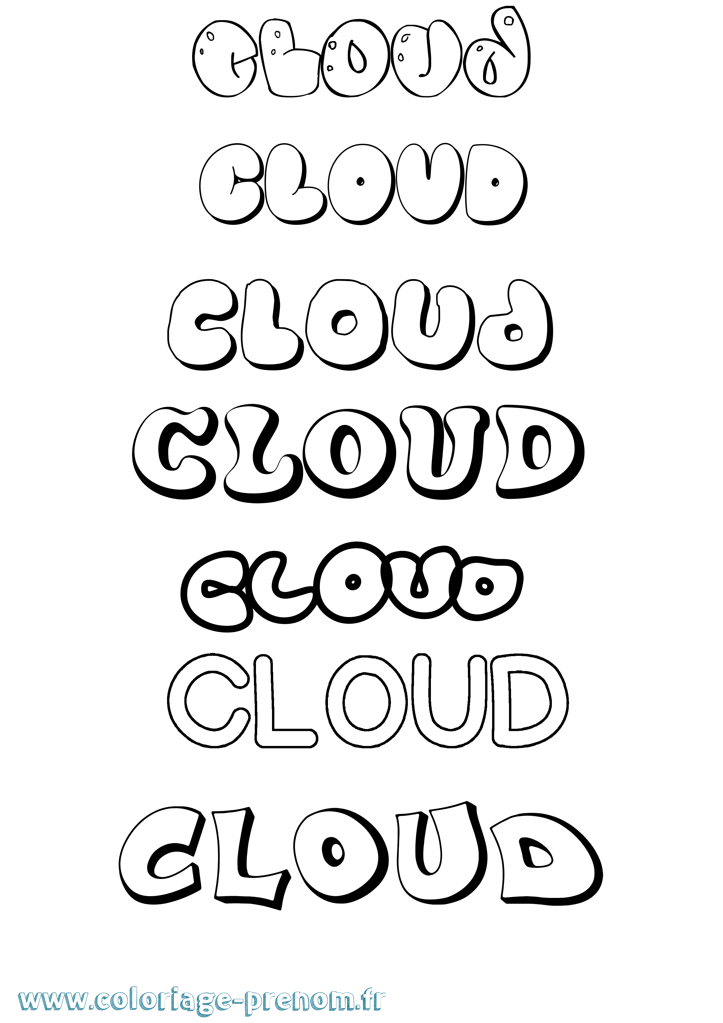 Coloriage prénom Cloud Bubble