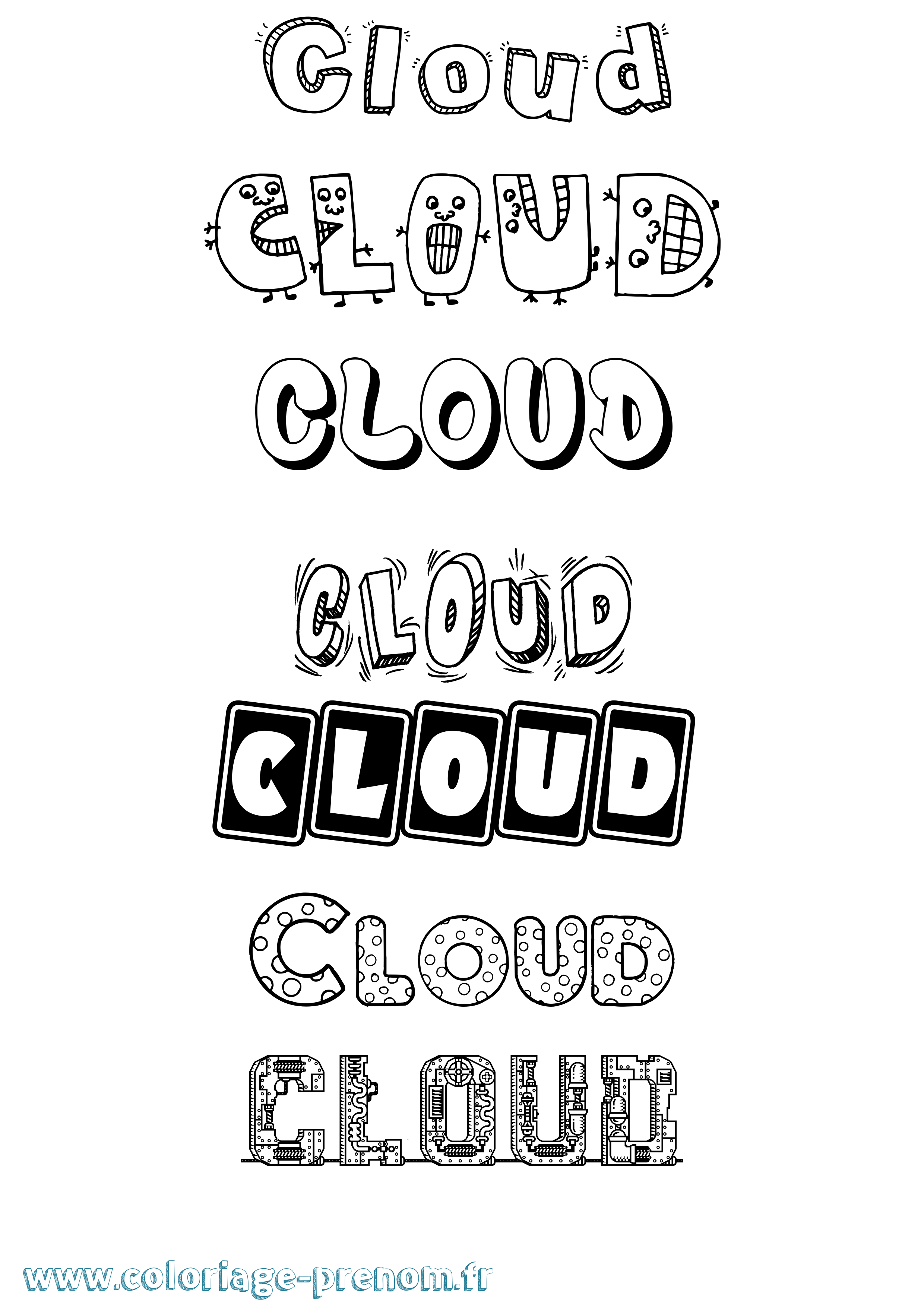 Coloriage prénom Cloud Fun