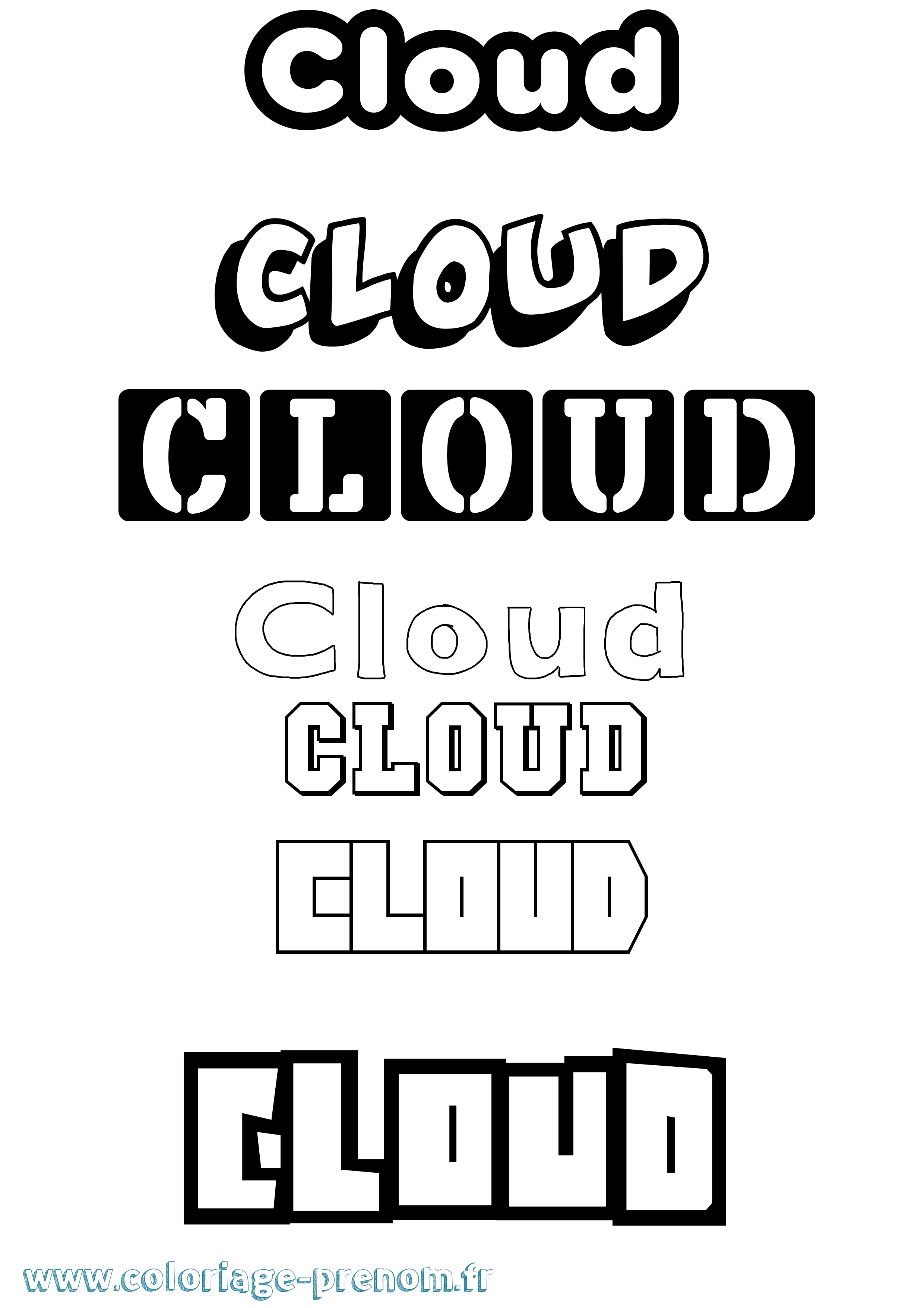 Coloriage prénom Cloud Simple