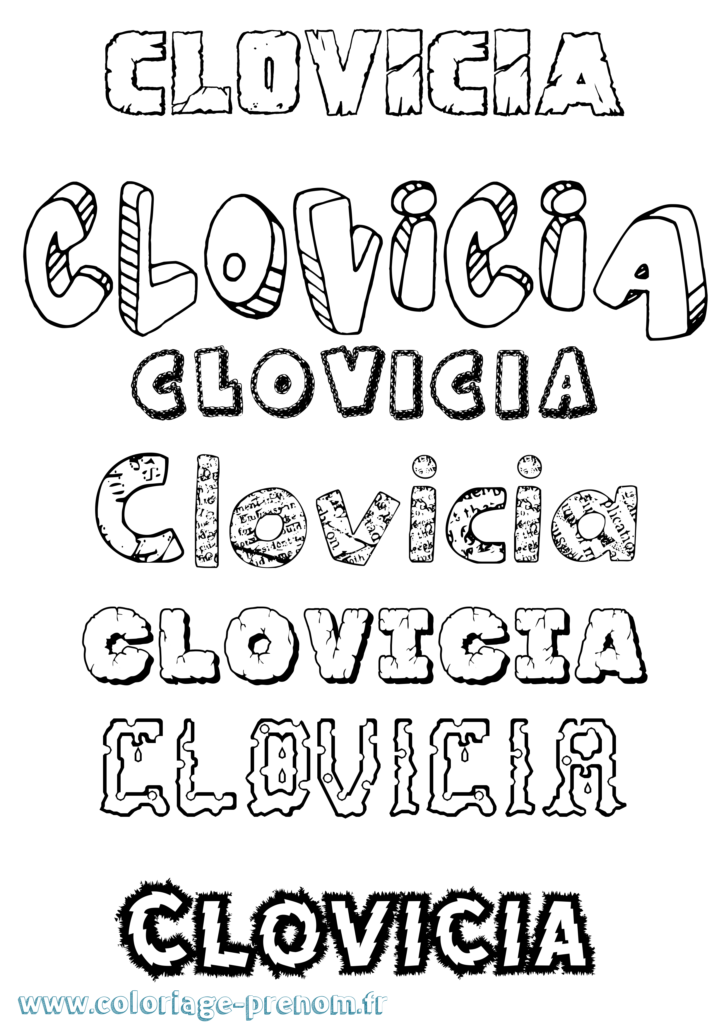 Coloriage prénom Clovicia Destructuré