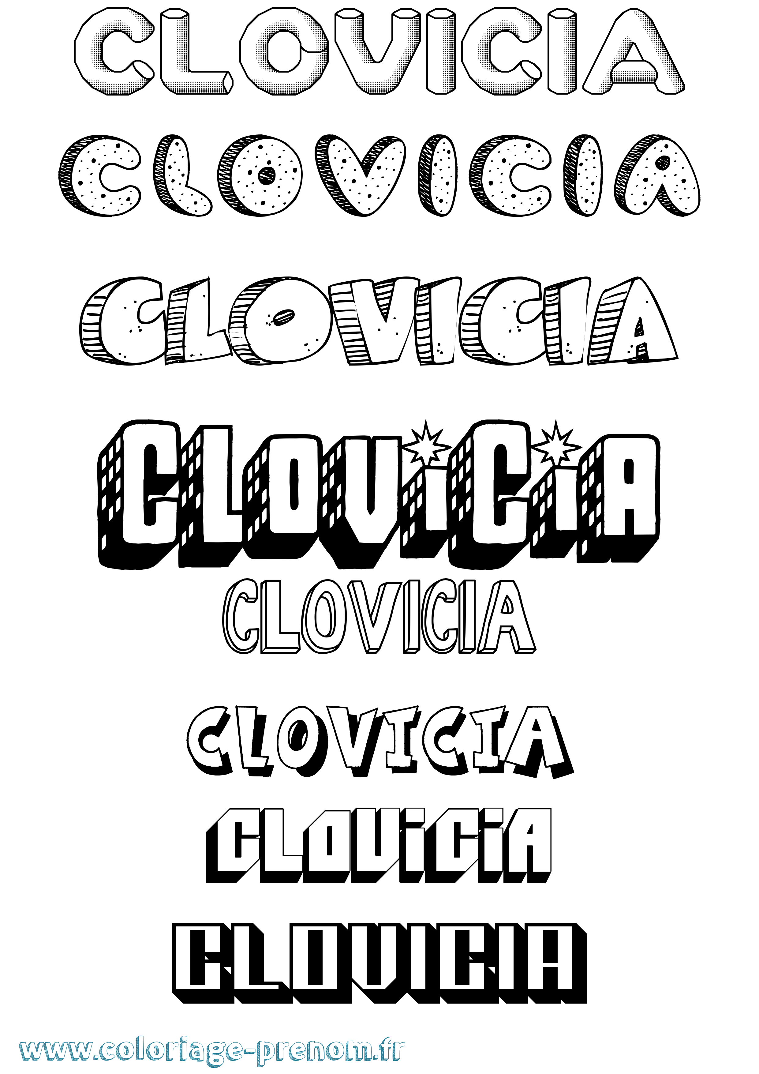 Coloriage prénom Clovicia Effet 3D
