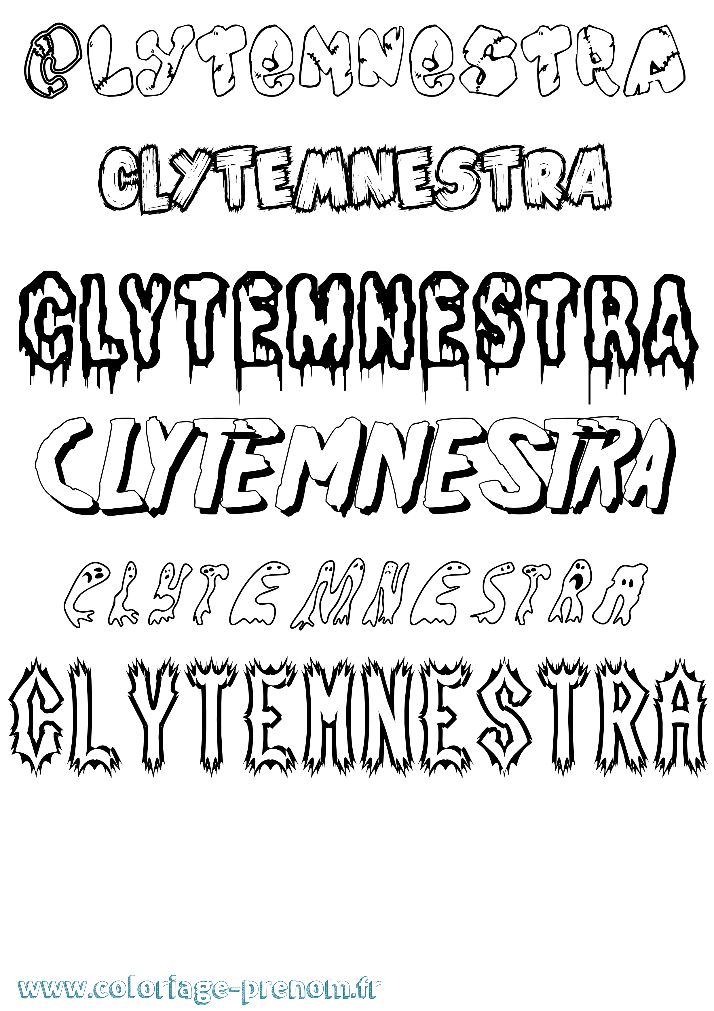 Coloriage prénom Clytemnestra Frisson