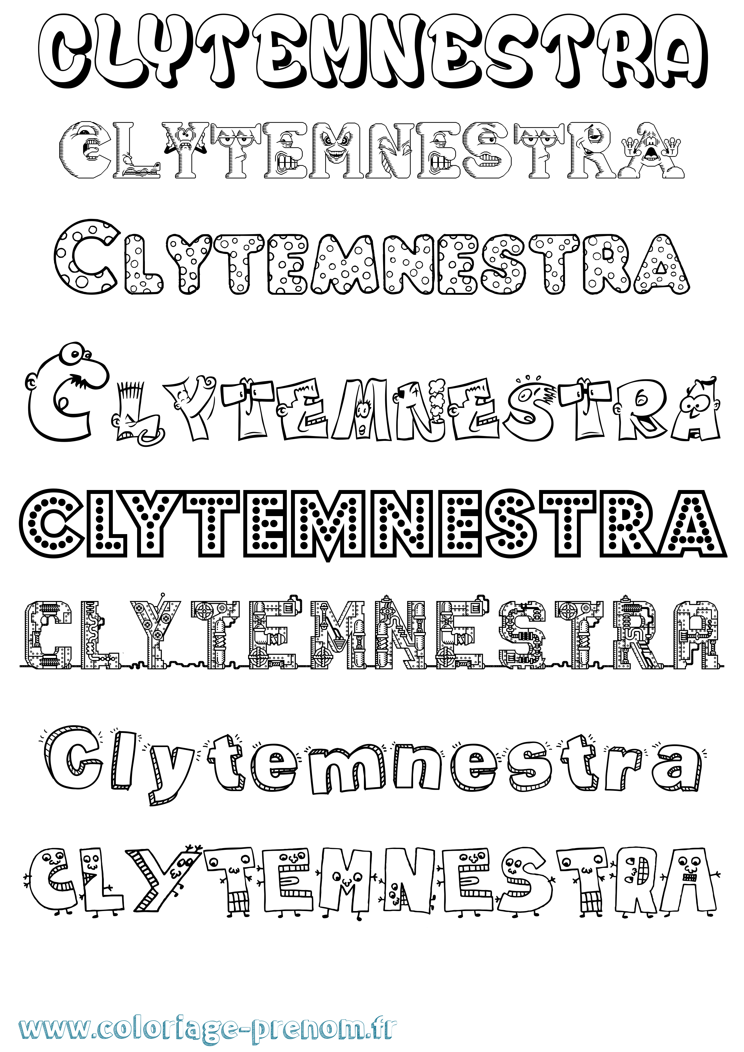 Coloriage prénom Clytemnestra Fun