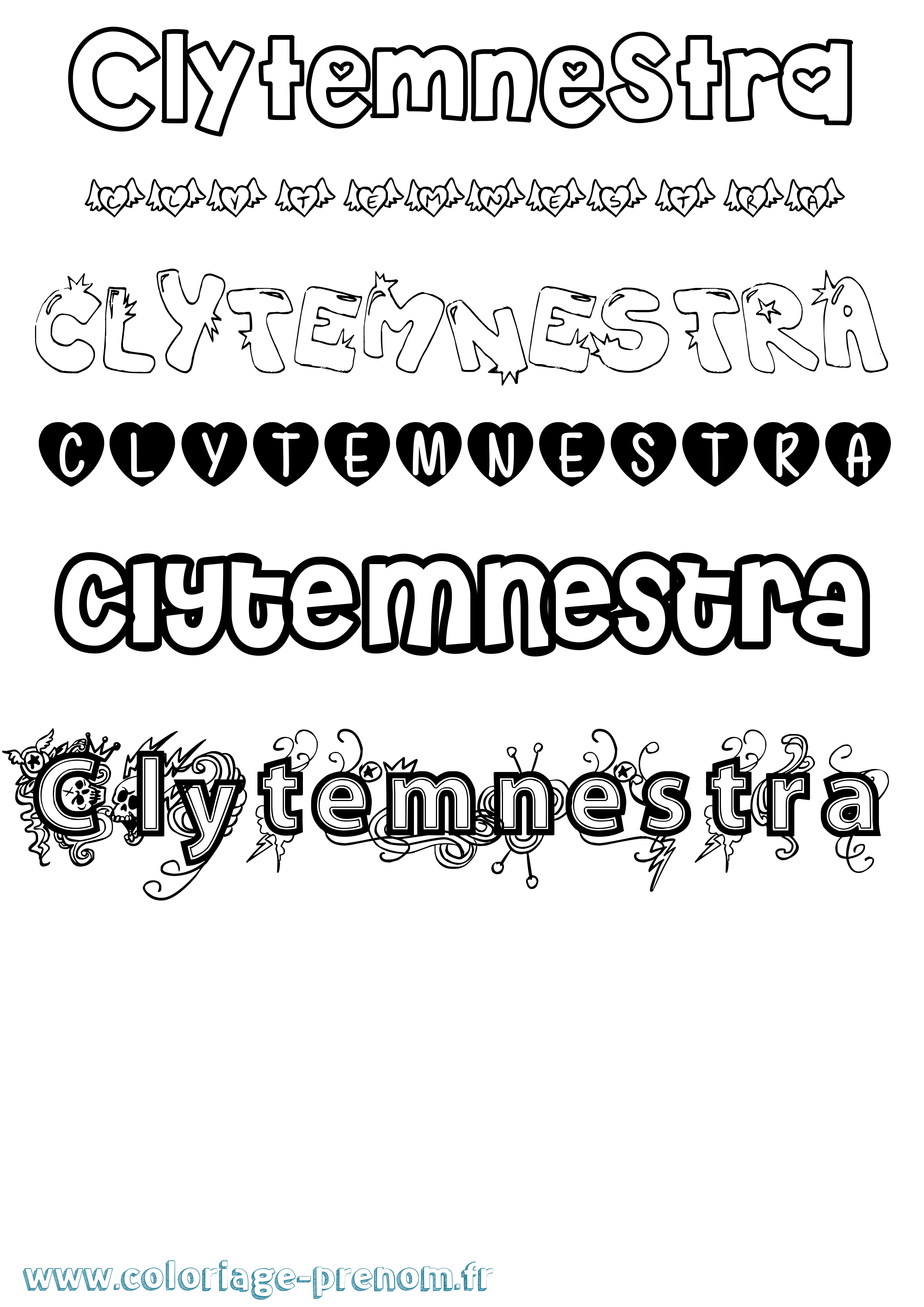 Coloriage prénom Clytemnestra Girly