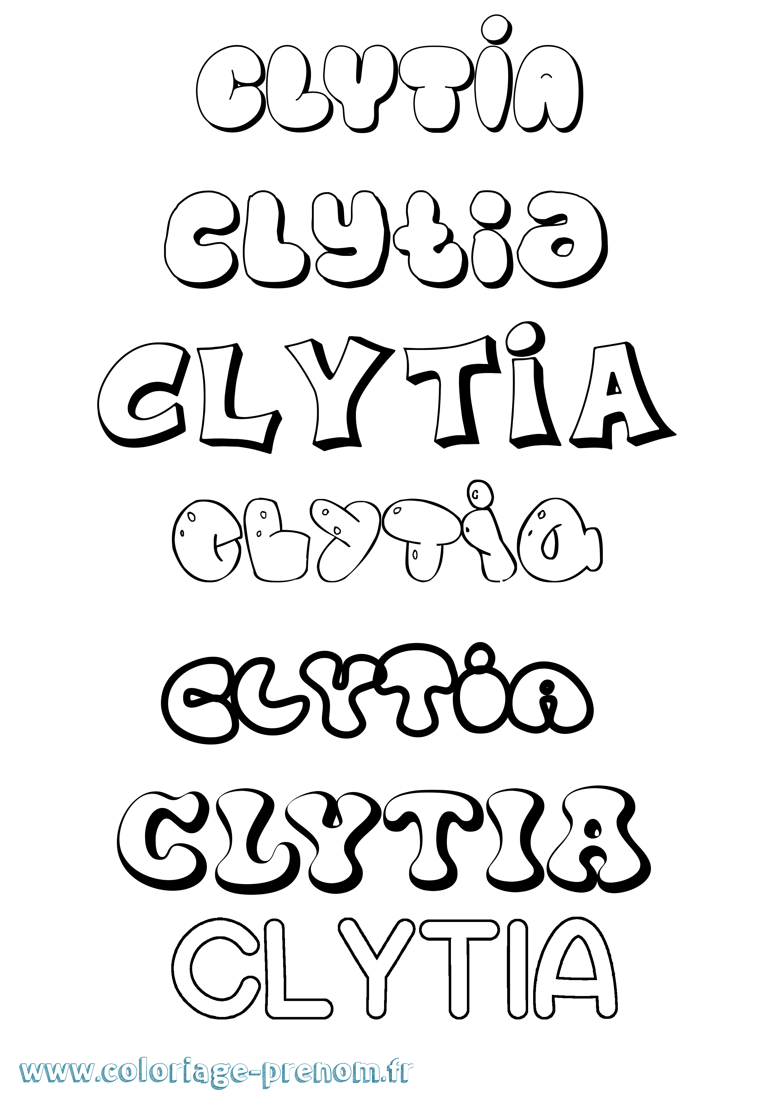 Coloriage prénom Clytia Bubble