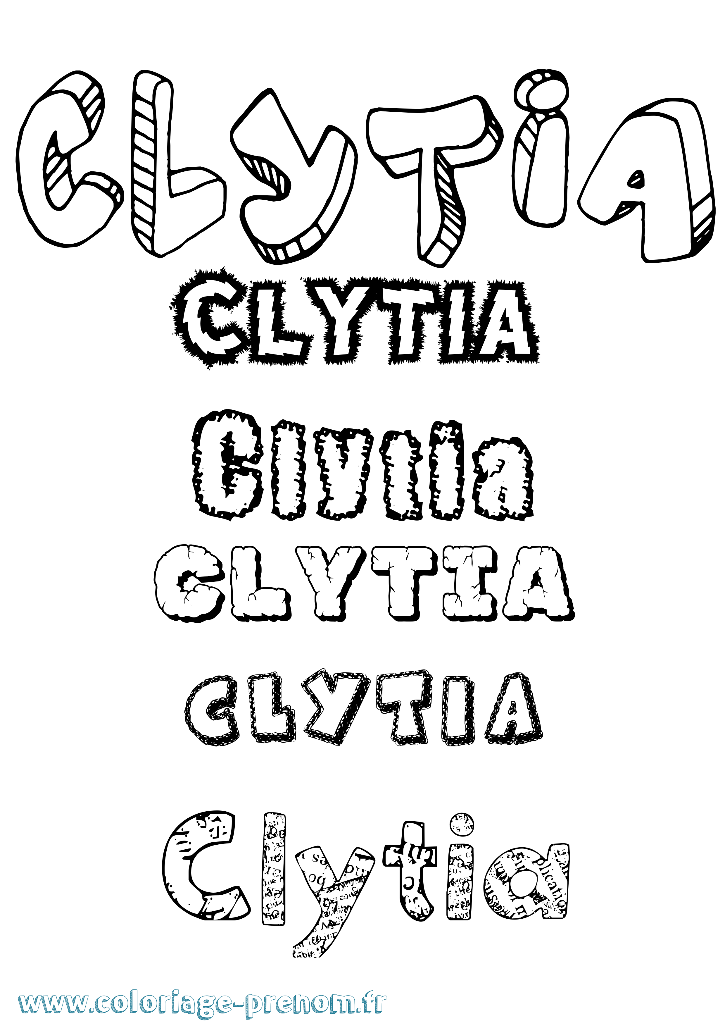 Coloriage prénom Clytia Destructuré