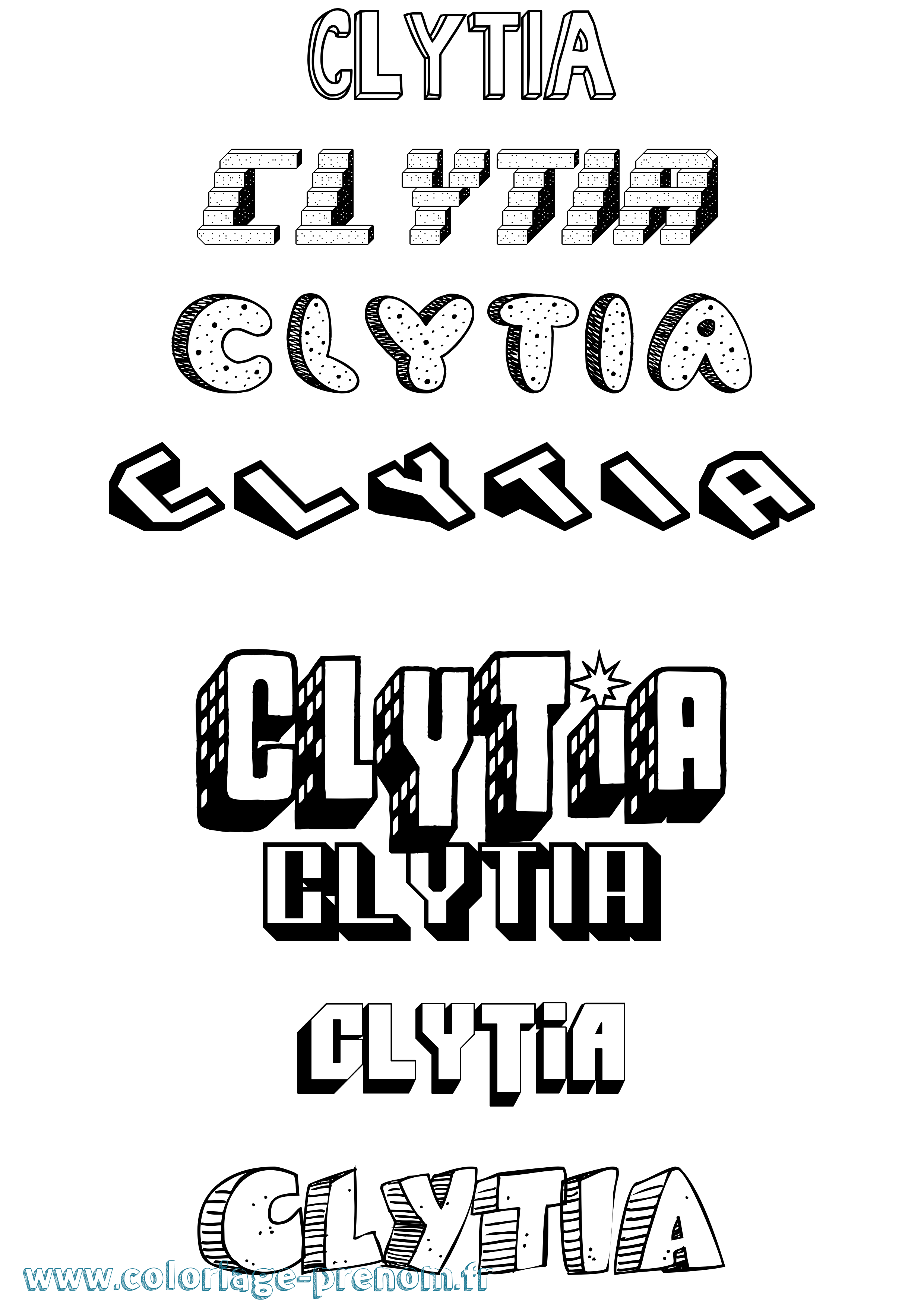 Coloriage prénom Clytia Effet 3D