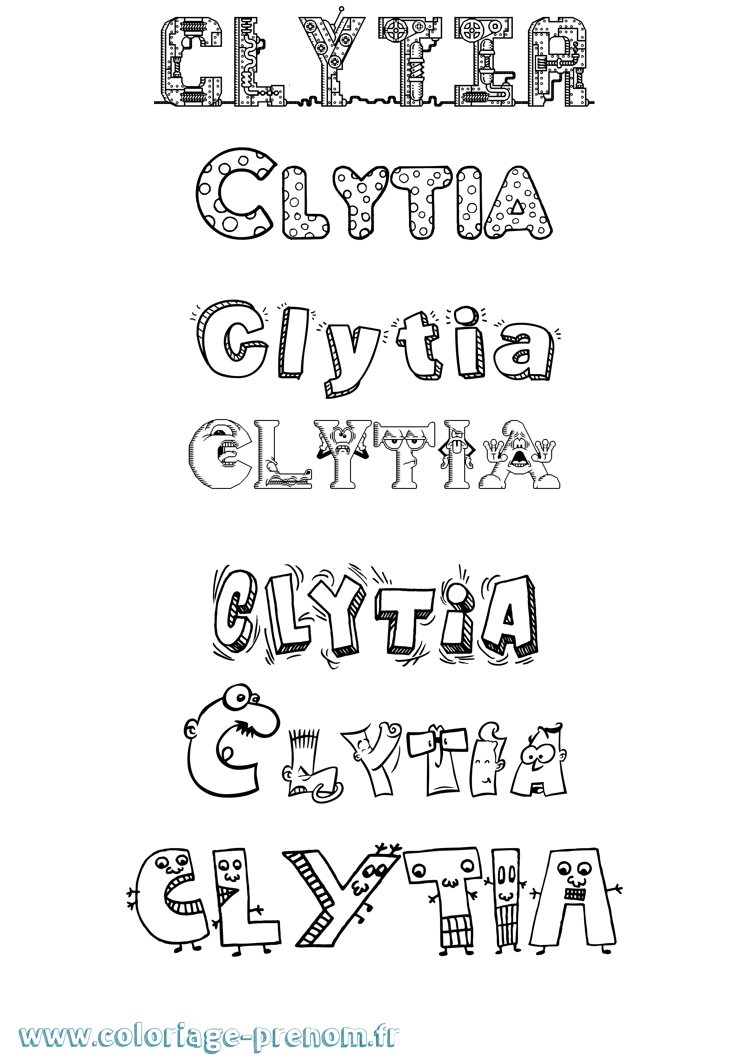 Coloriage prénom Clytia Fun