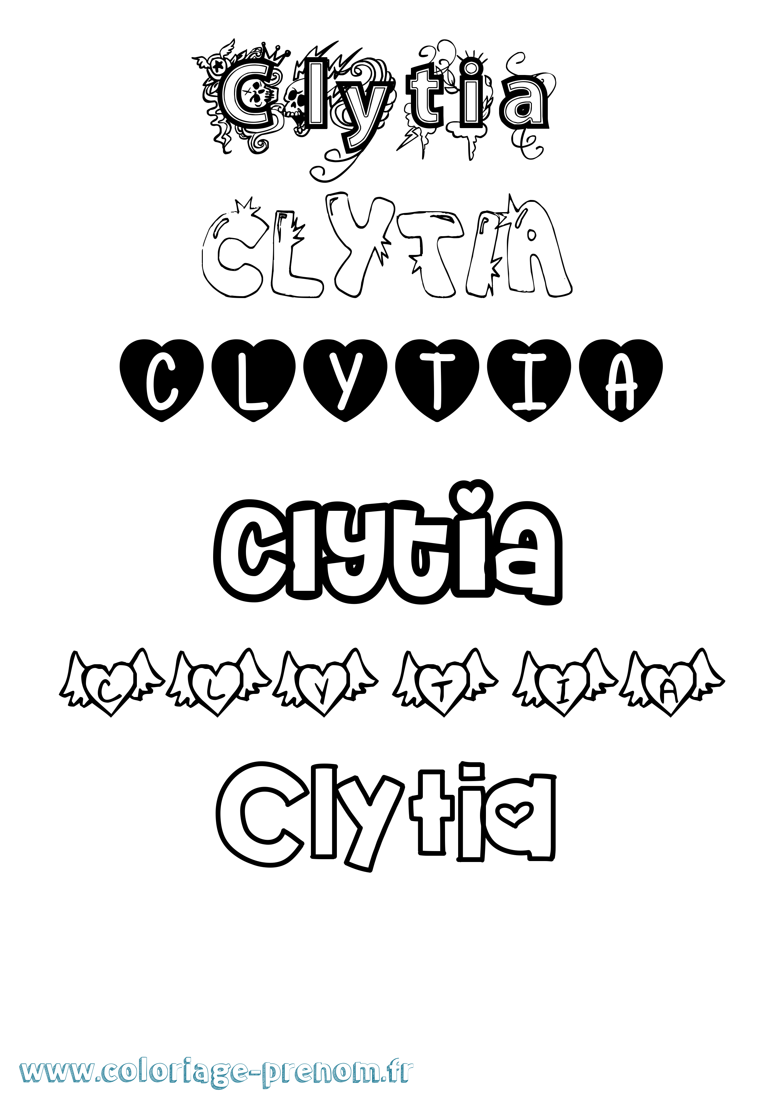 Coloriage prénom Clytia Girly