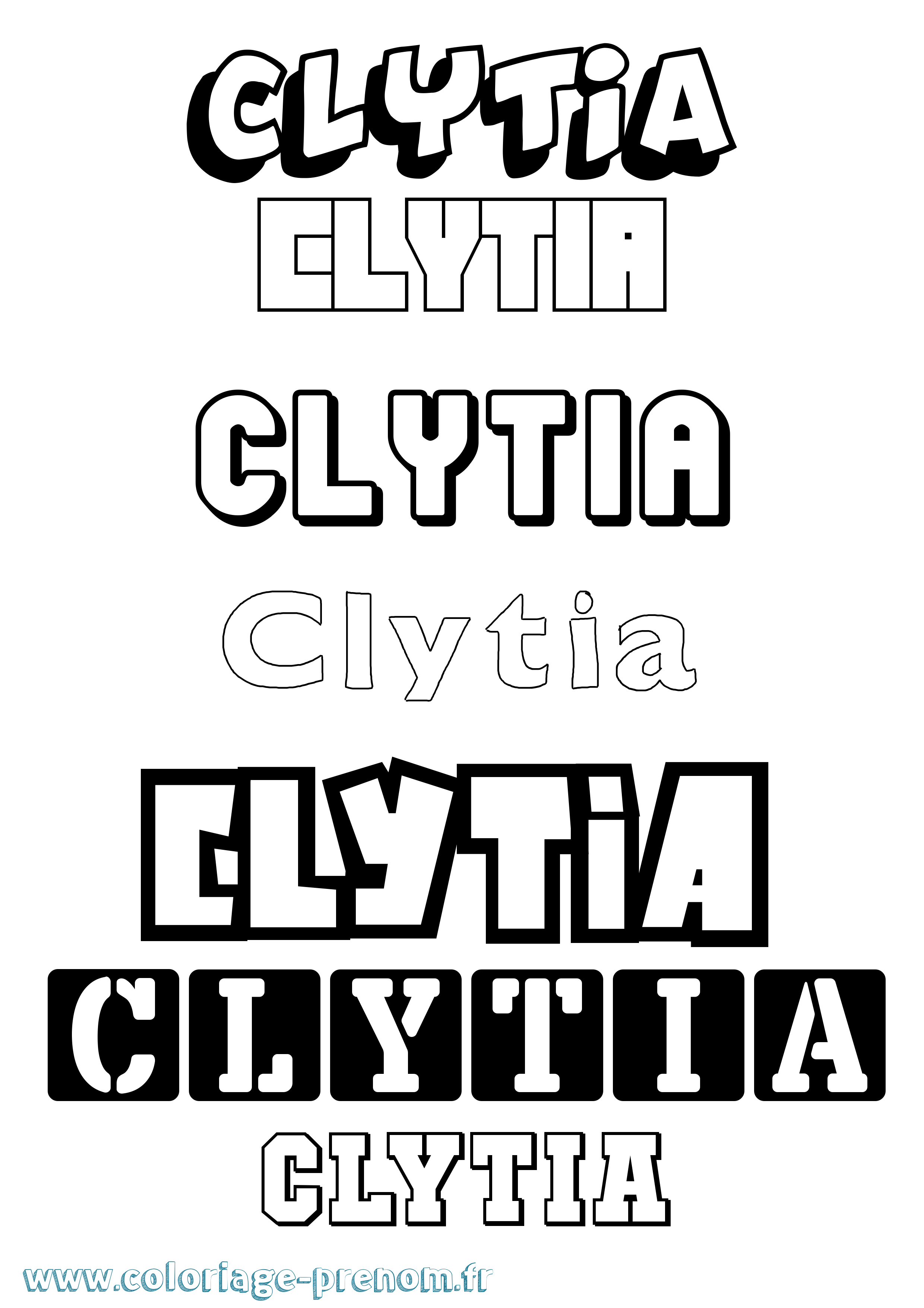 Coloriage prénom Clytia Simple