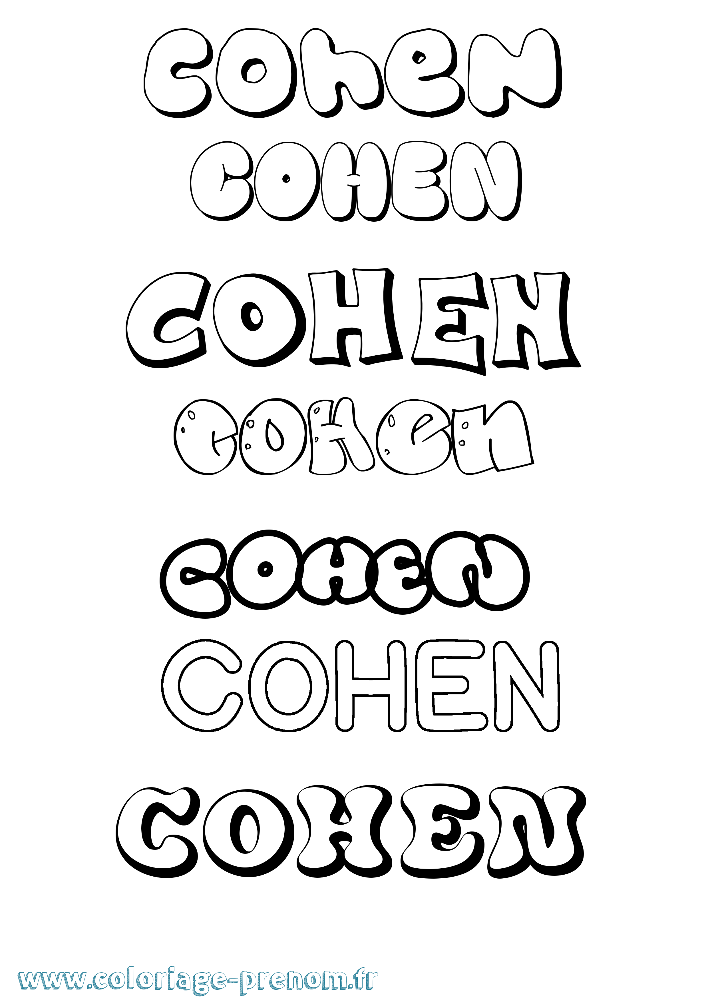 Coloriage prénom Cohen Bubble