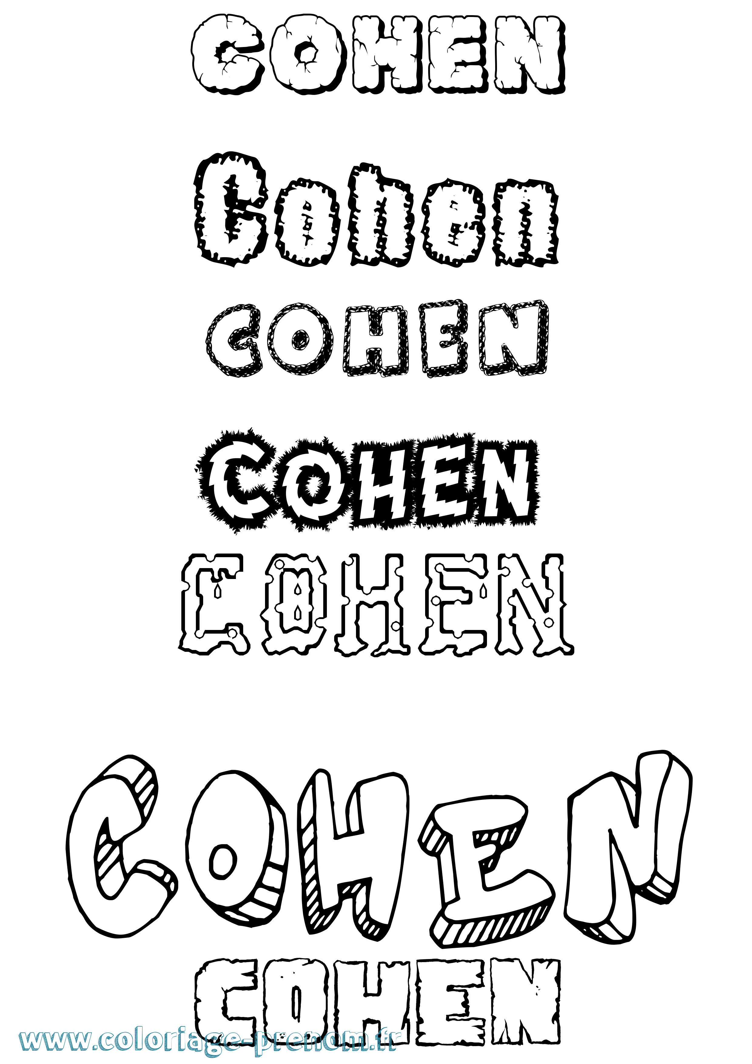 Coloriage prénom Cohen Destructuré