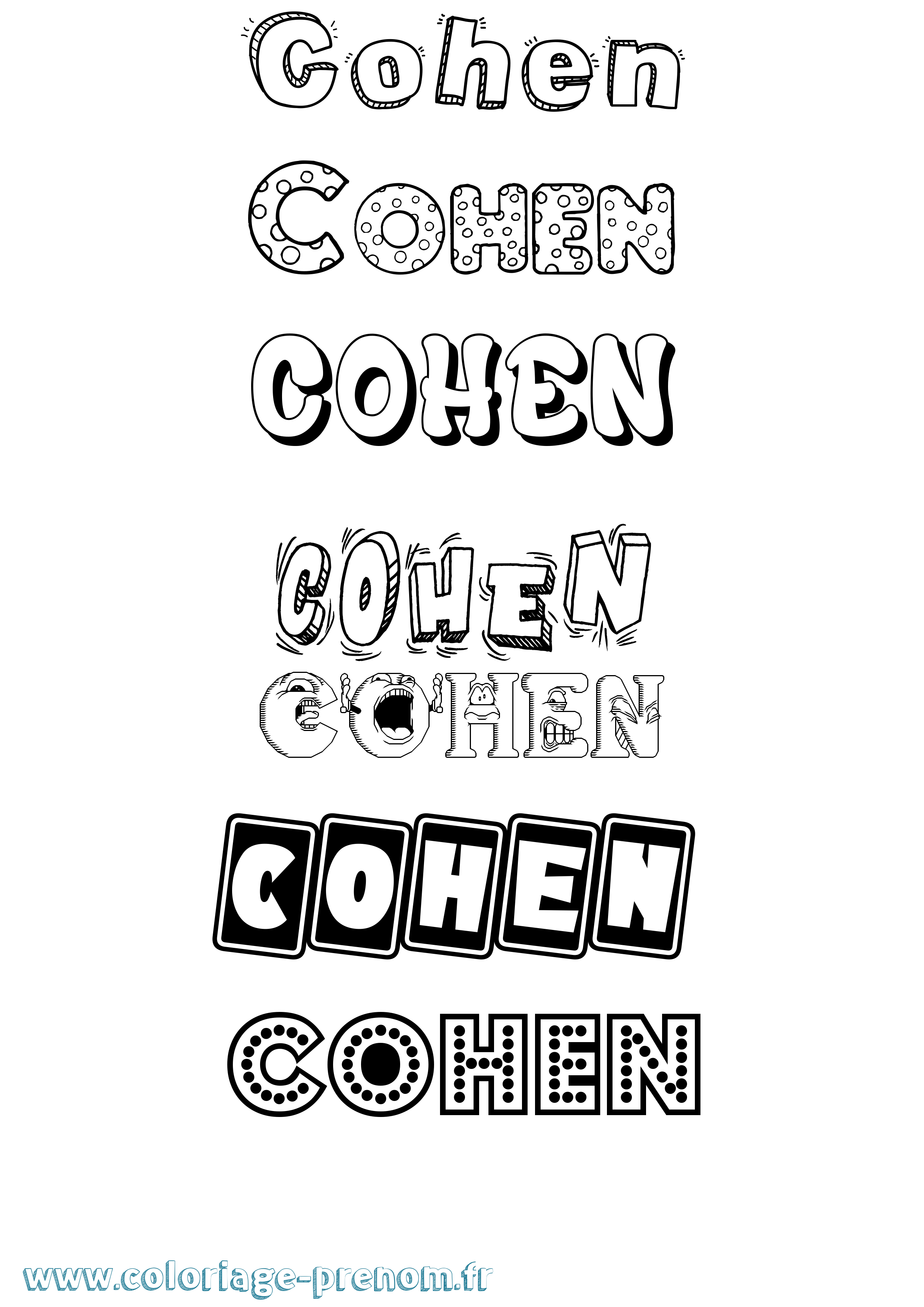 Coloriage prénom Cohen Fun
