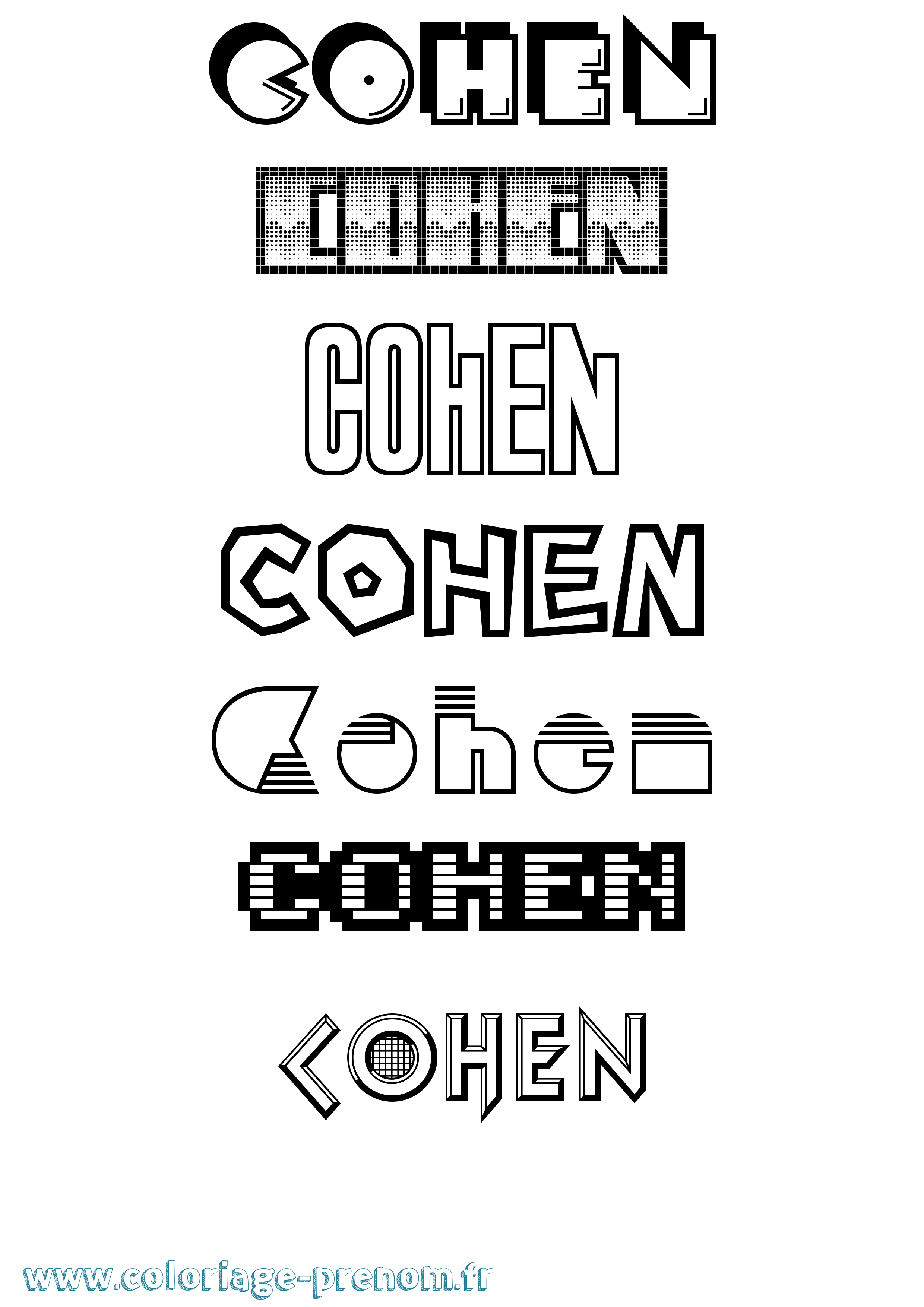 Coloriage prénom Cohen Jeux Vidéos