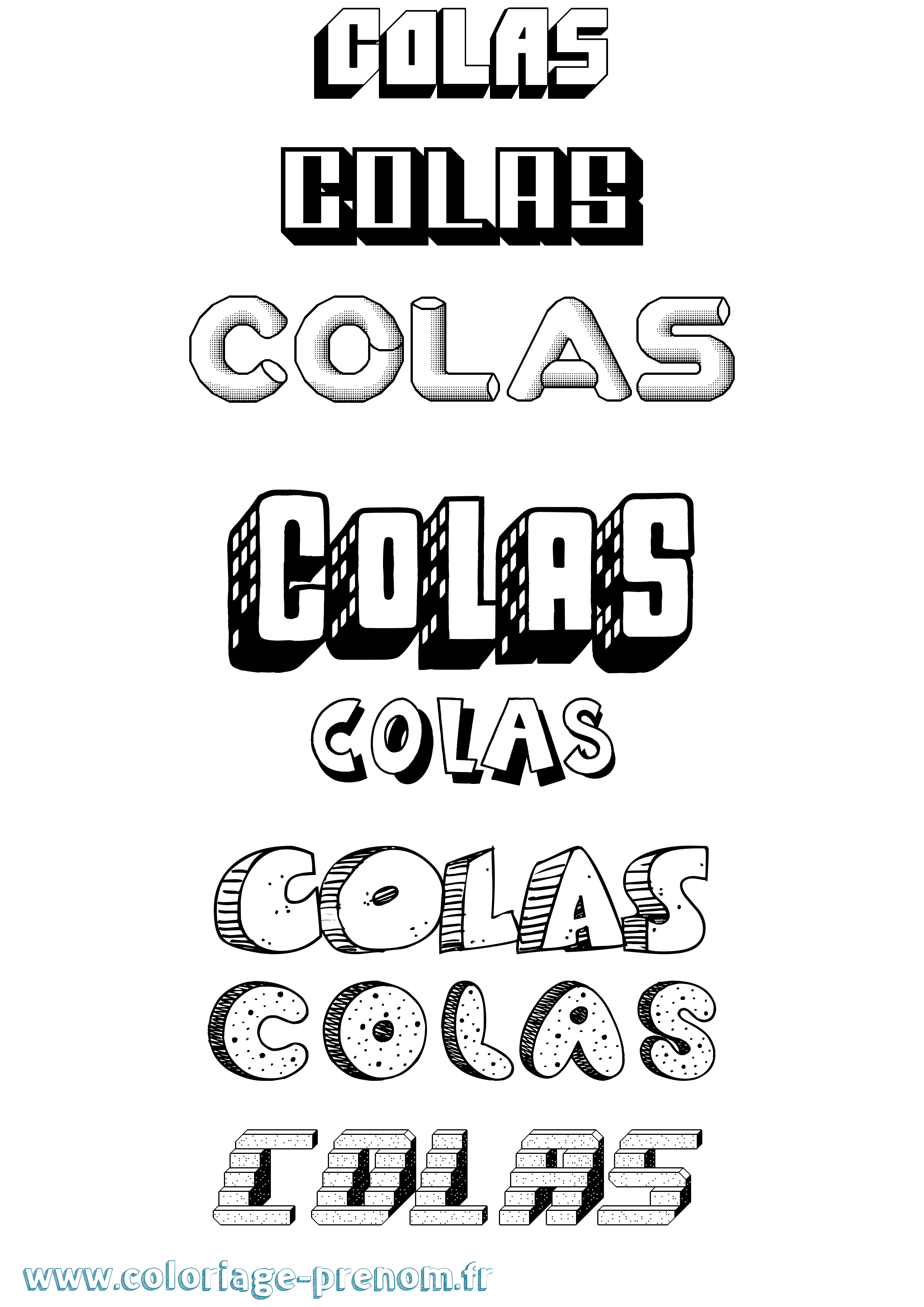 Coloriage Colas Effet 3D Coloriage prénom Colas Effet 3D