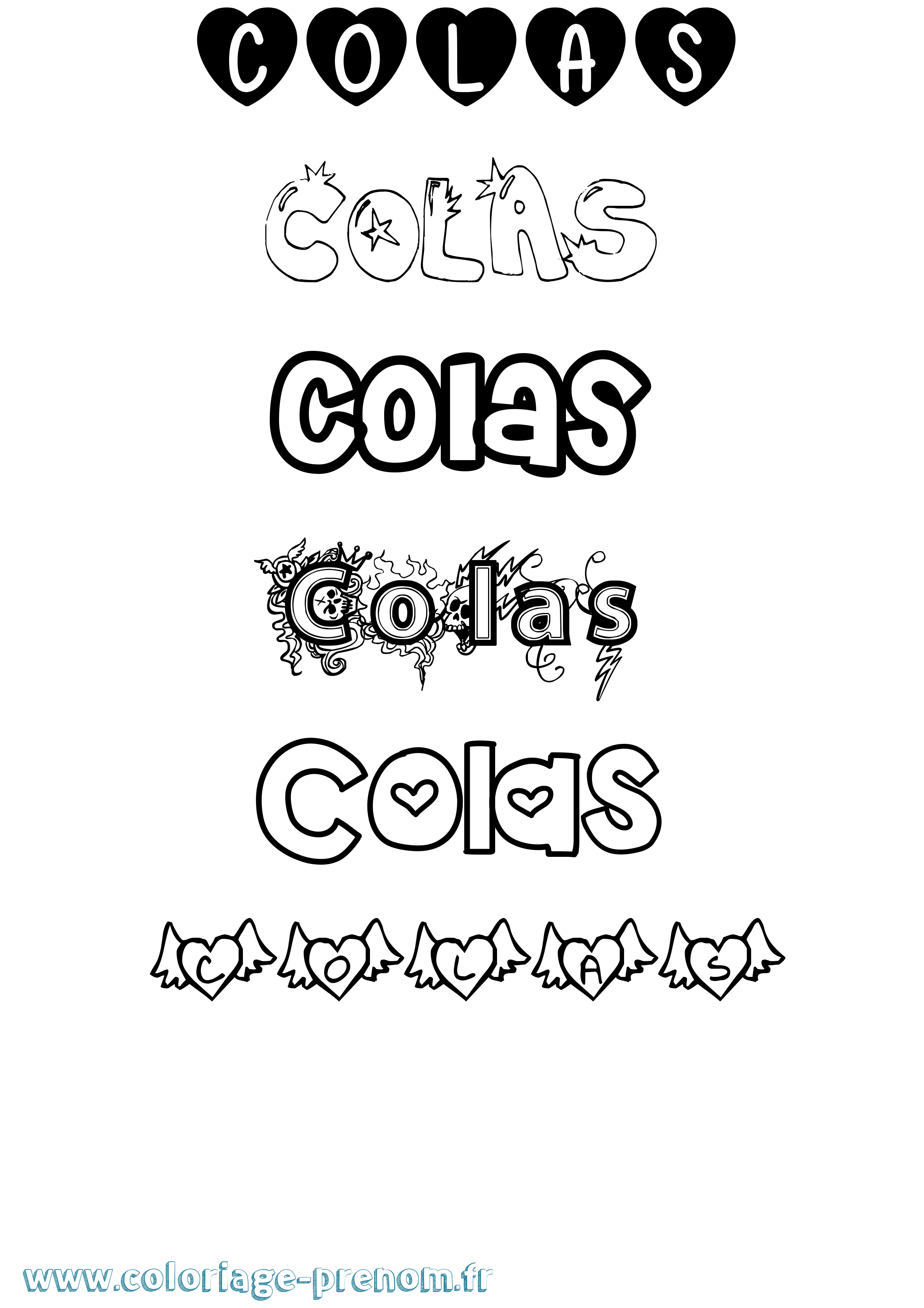 Coloriage Colas Girly Coloriage prénom Colas Girly