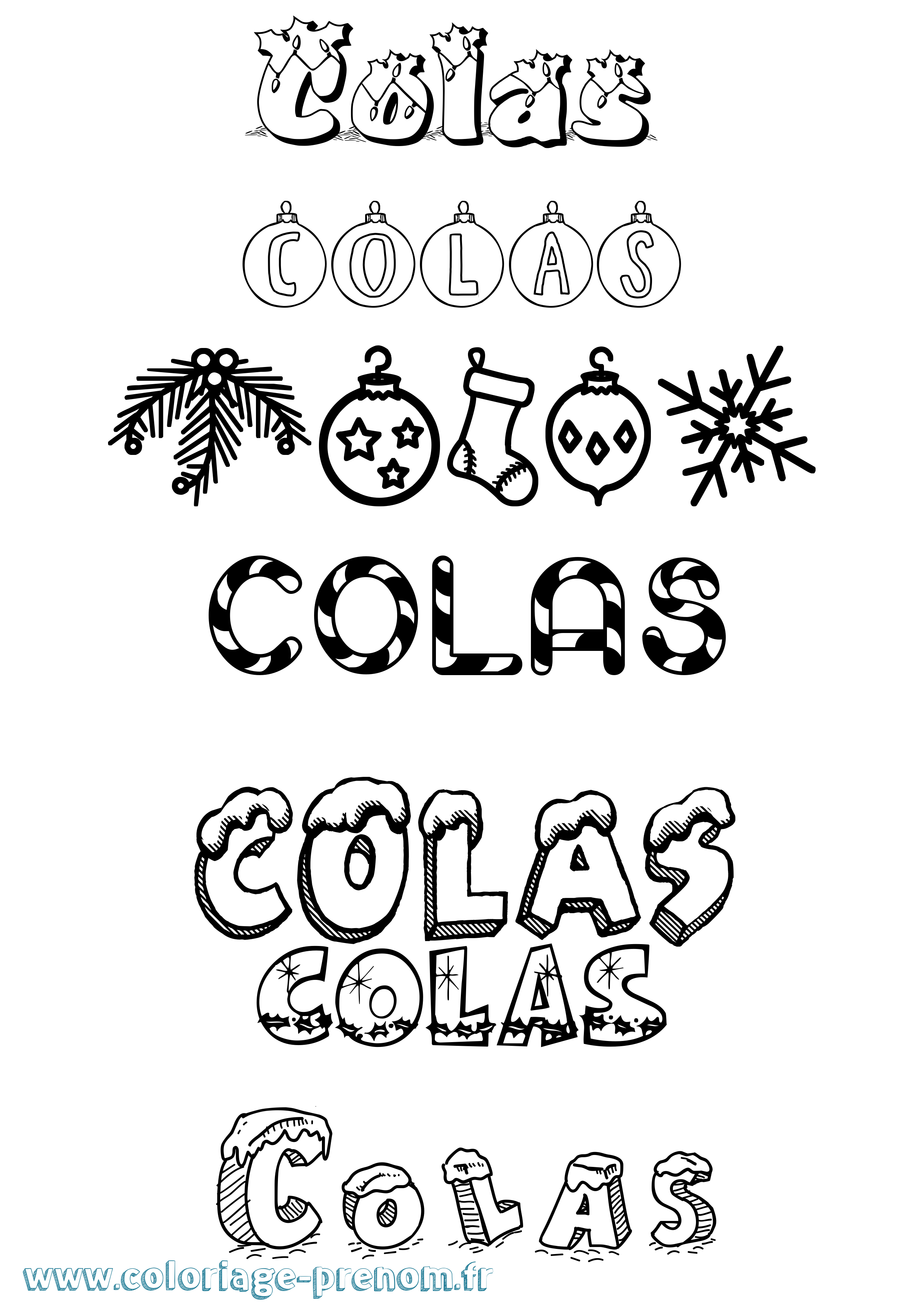 Coloriage Colas Noël Coloriage prénom Colas Noël