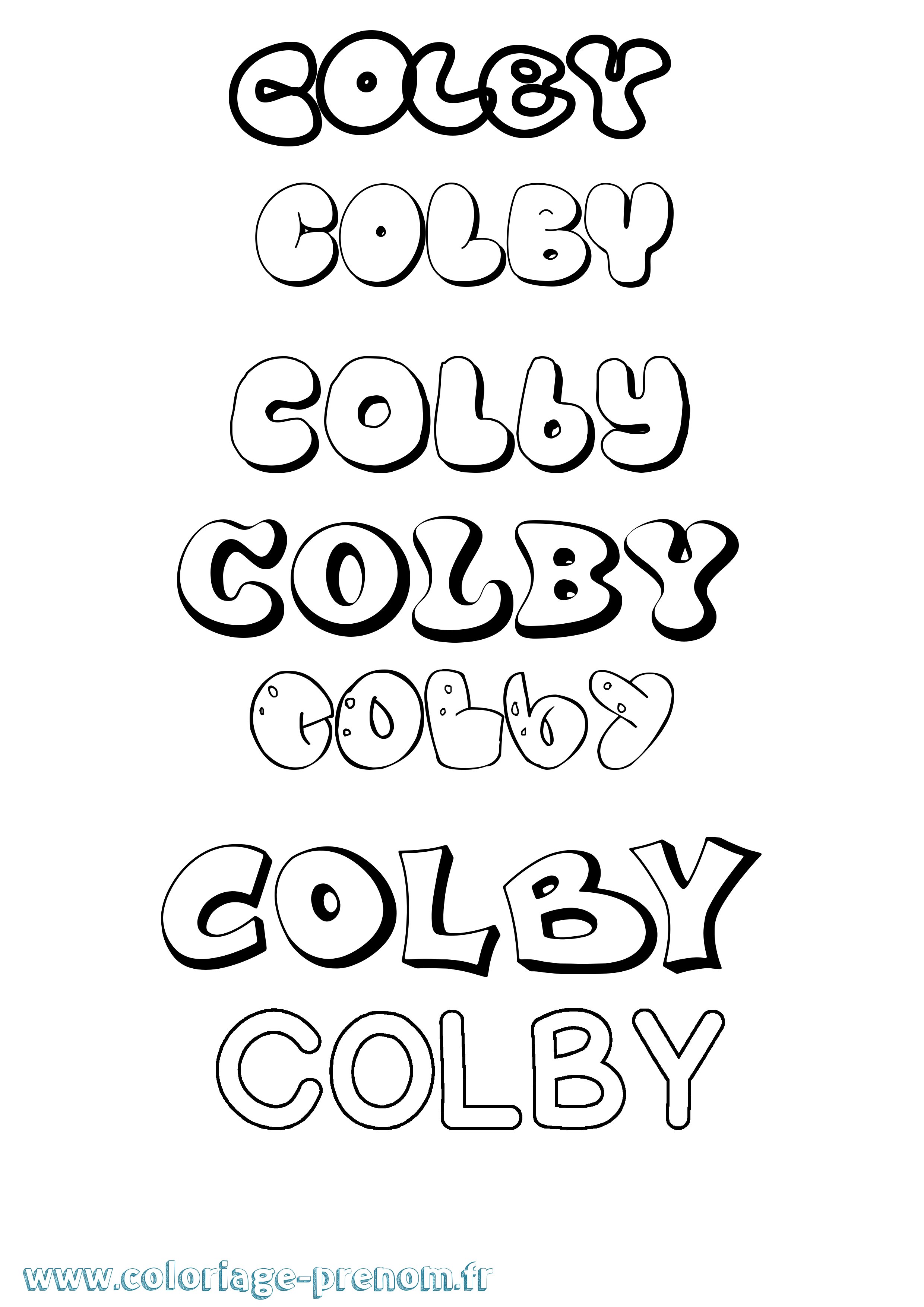Coloriage prénom Colby Bubble