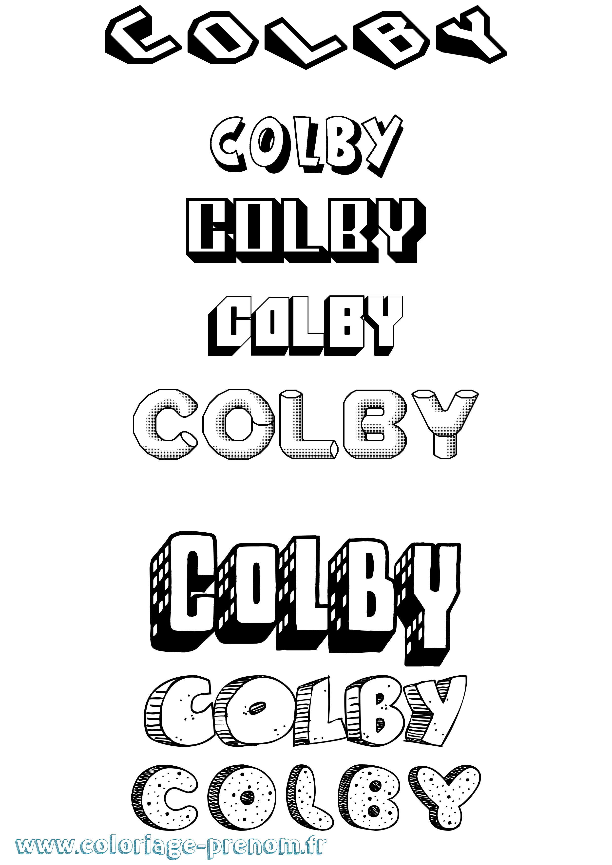Coloriage prénom Colby Effet 3D