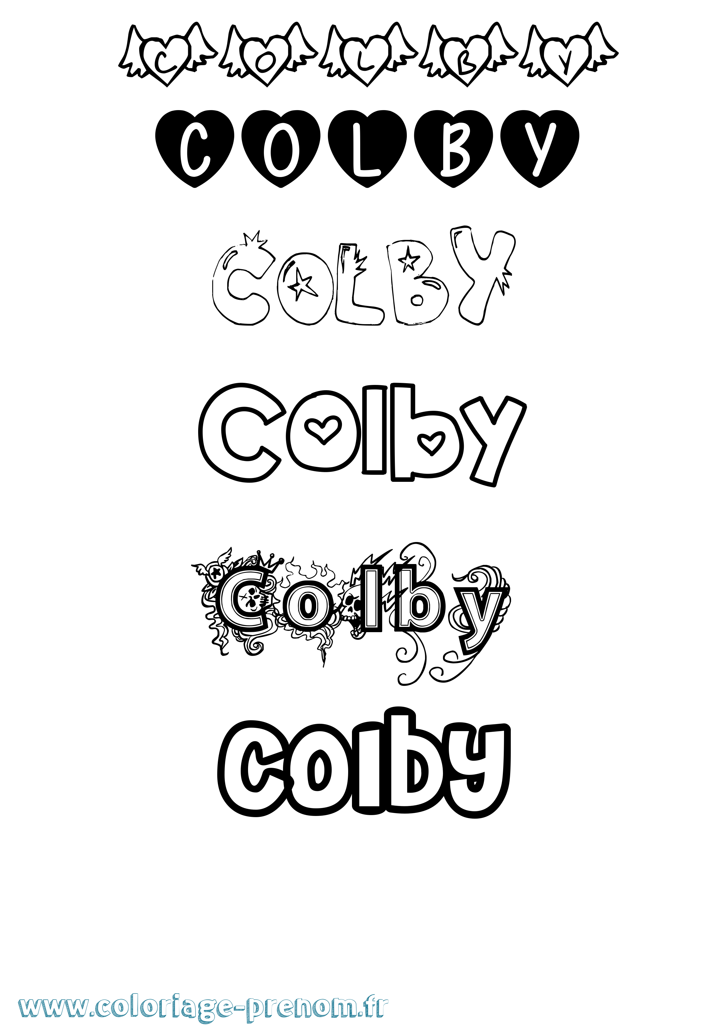Coloriage prénom Colby Girly